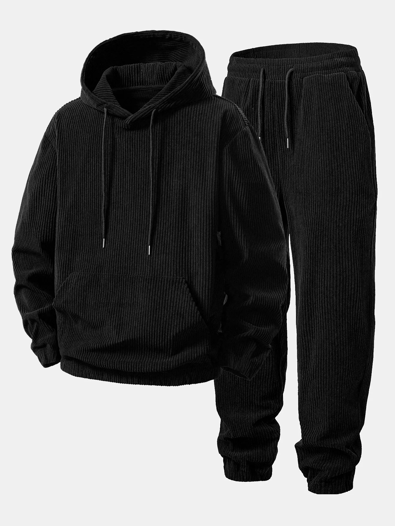 Corduroy Hoodie With Kangaroo Pocket & Corduroy Jogger Pants - Image 3