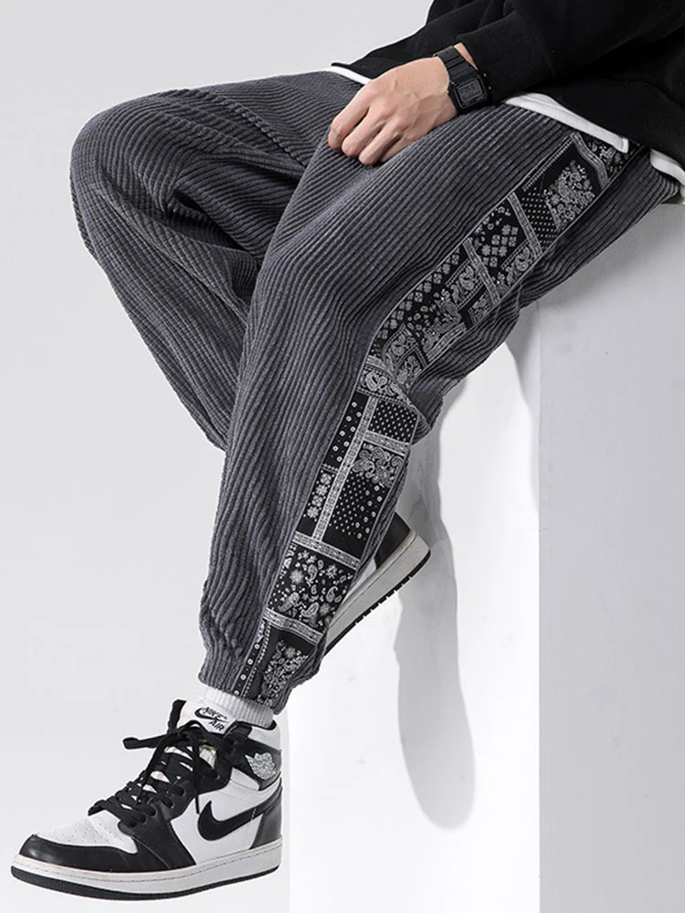Corduroy Paisley Druck Panel Hosen - Image 5