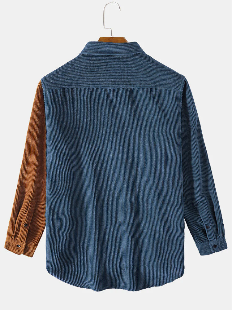 Corduroy-Patchwork-Hemden mit langen Ärmeln - Image 3