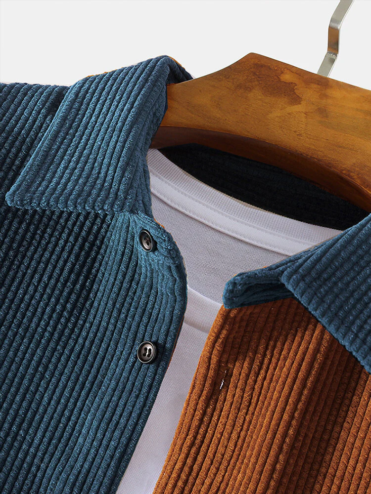 Corduroy-Patchwork-Hemden mit langen Ärmeln - Image 4