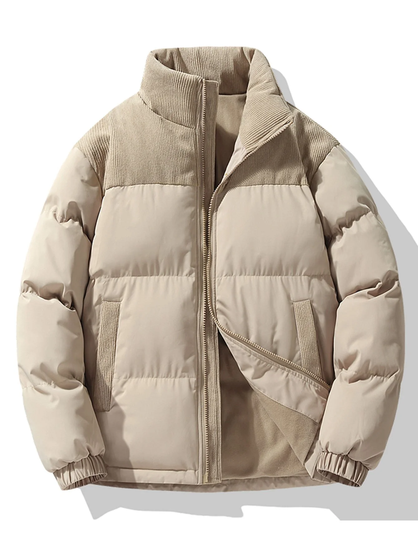 Corduroy-Patchwork-Pufferjacke - Image 2