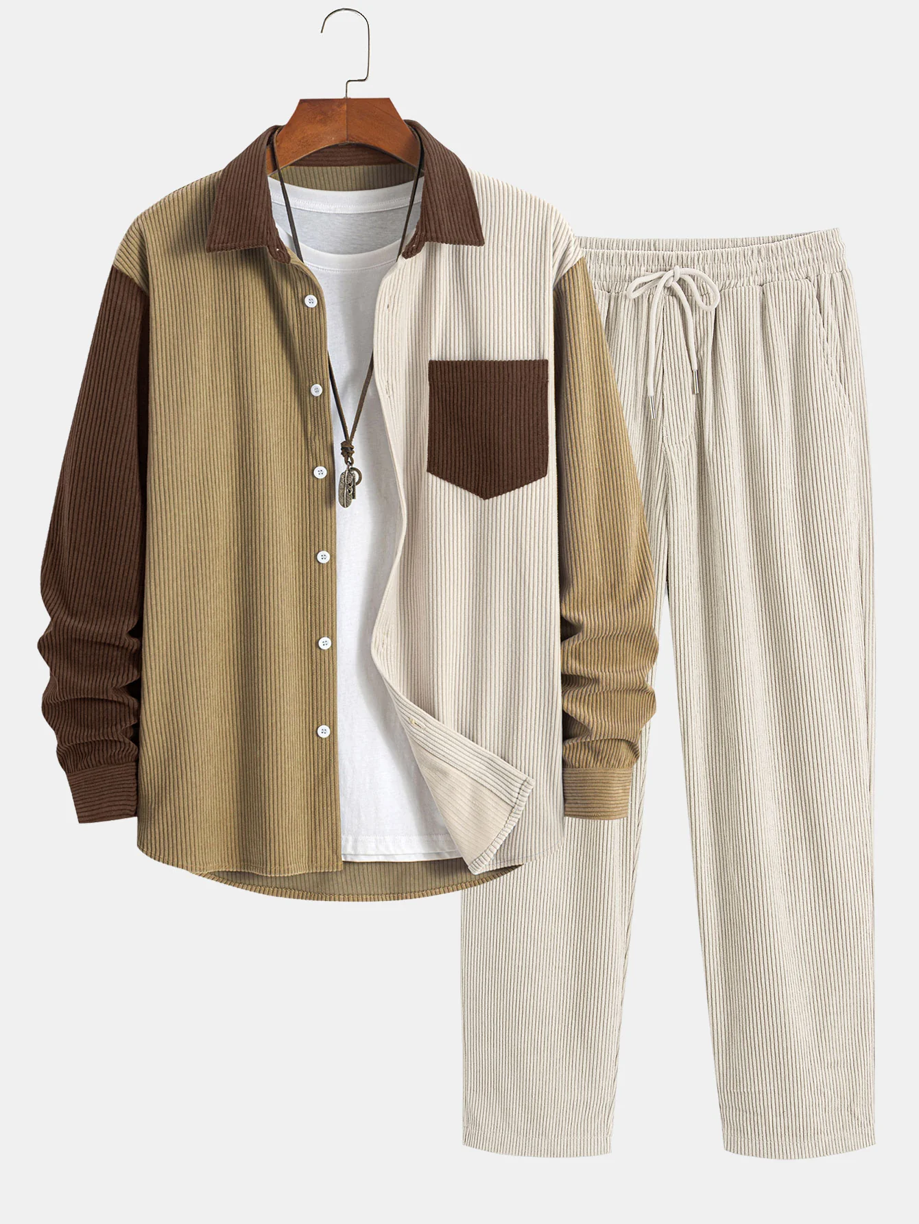 Corduroy-Patchwork-Hemd & gerade Corduroy-Hose - Image 2