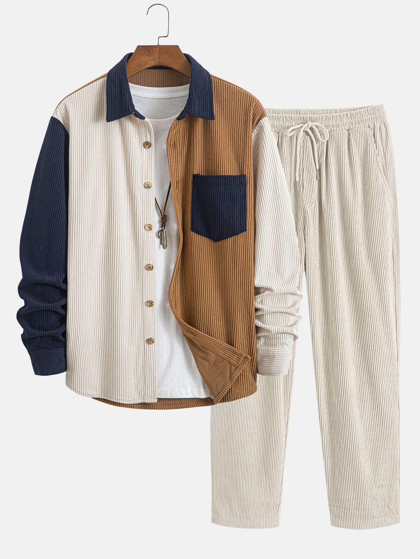 Corduroy-Patchwork-Hemd & gerade Corduroy-Hose - Image 2