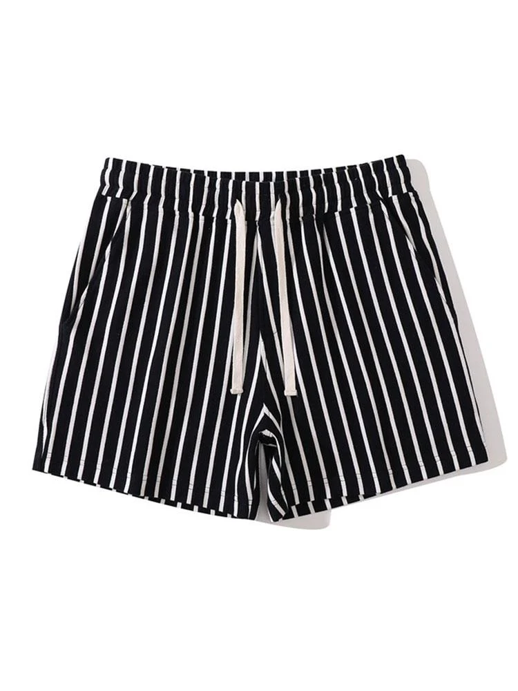 Baumwolle 3" Gestreifte Jersey Shorts mit Kordelzug - Image 4