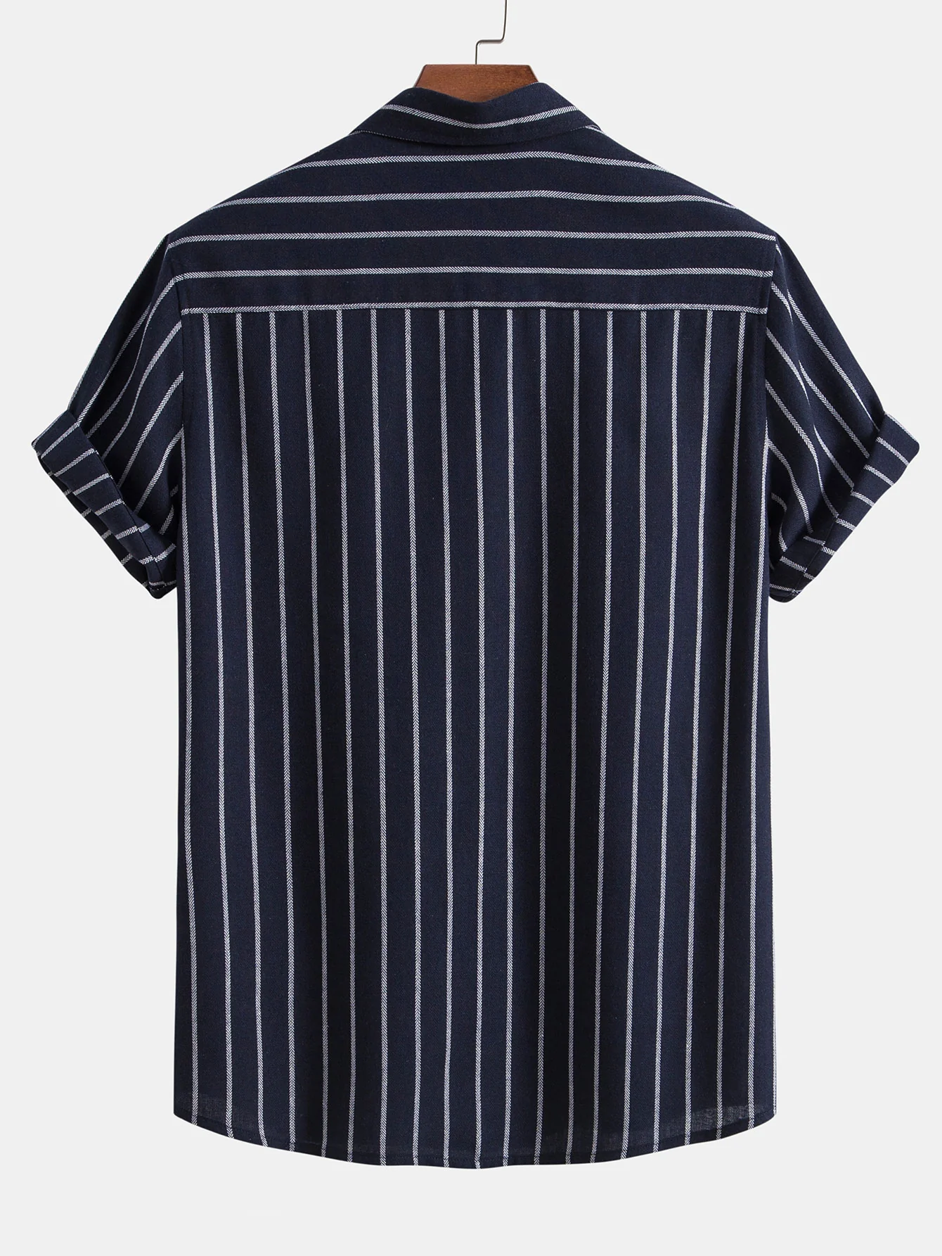 Baumwollmischung gestreifte Button-Up-Hemd & Leinen Shorts mit Kordelzug - Image 7