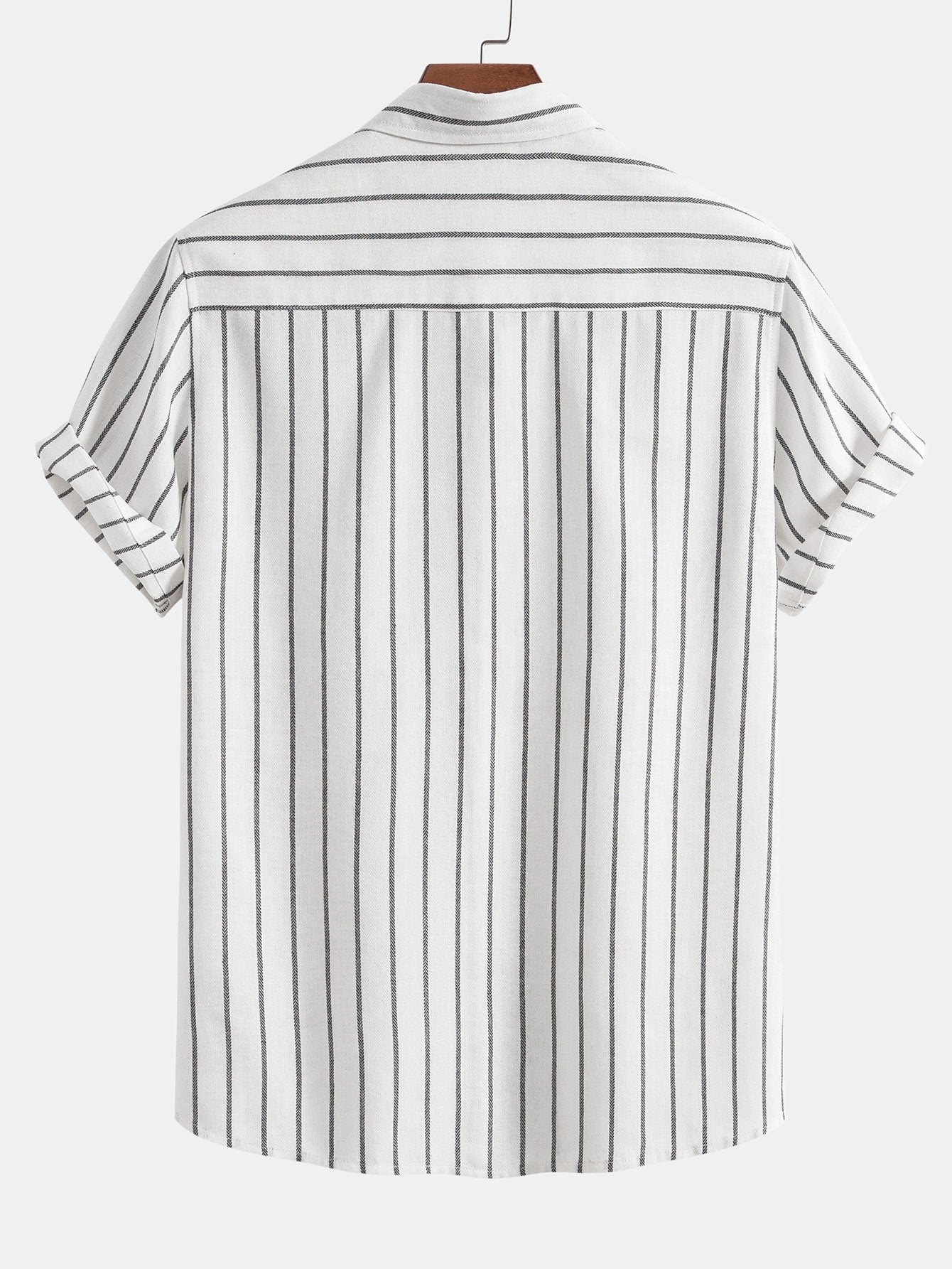 Baumwollmischung gestreifte Button-Up-Hemd & Leinen-Baumwollmischung 11" Shorts - Image 4