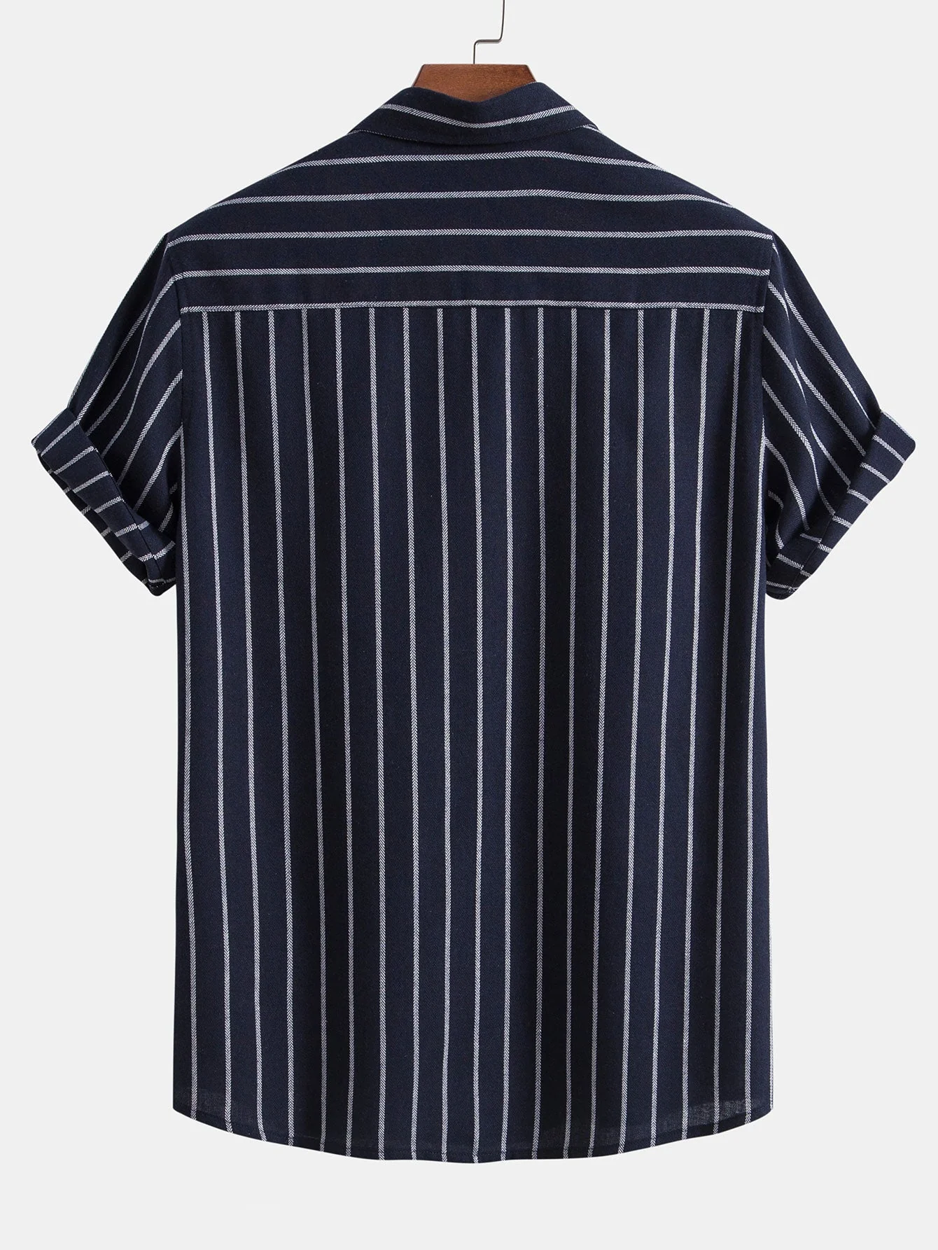 Baumwollmischung gestreifte Button-Up-Hemd & Leinen-Baumwollmischung 11" Shorts - Image 6