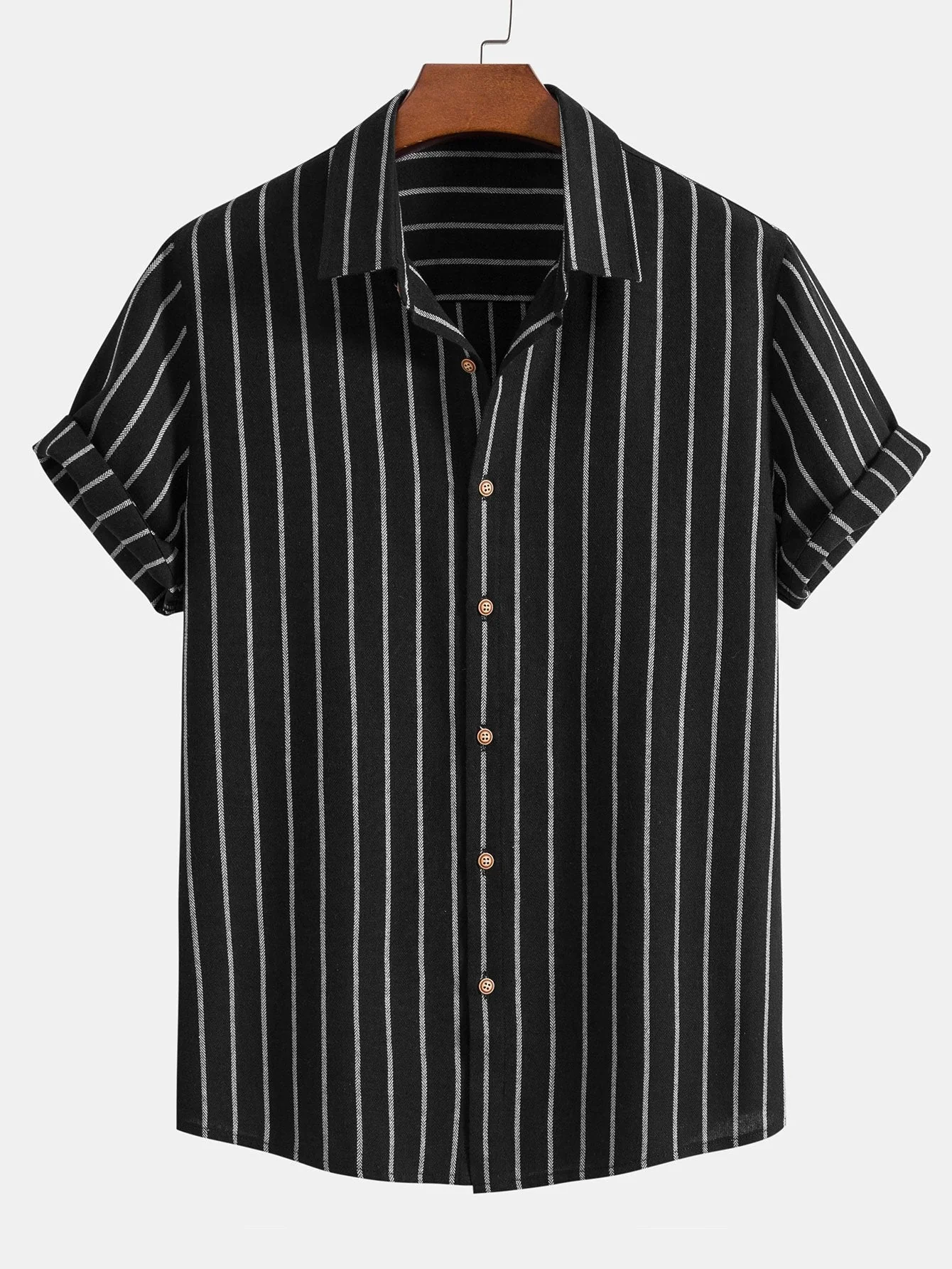 Baumwollmischung gestreifte Button-Up-Hemd & gerade geschnittene Leinenhose - Image 8