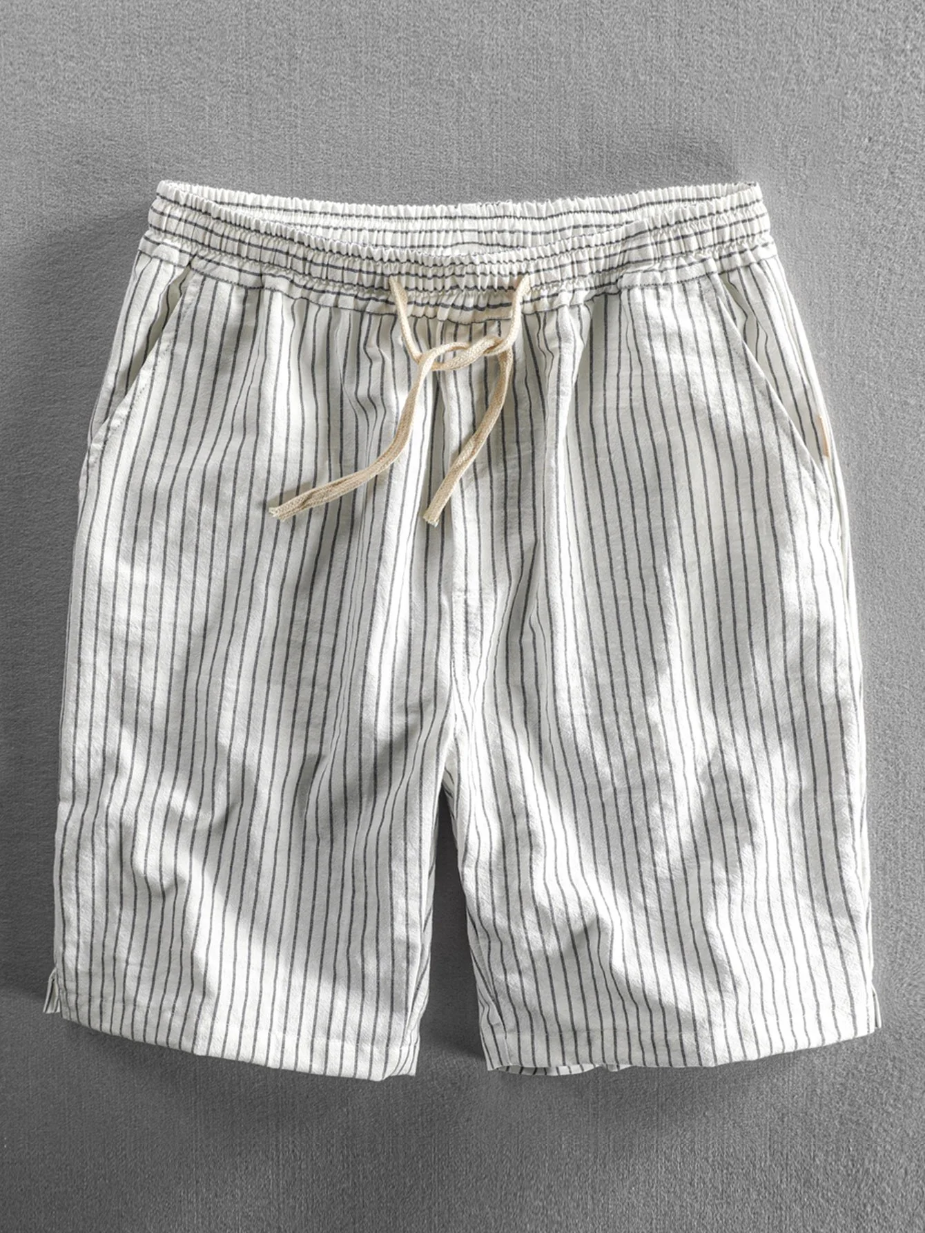 Baumwoll-Drawstring-Streifen-Shorts - Image 4