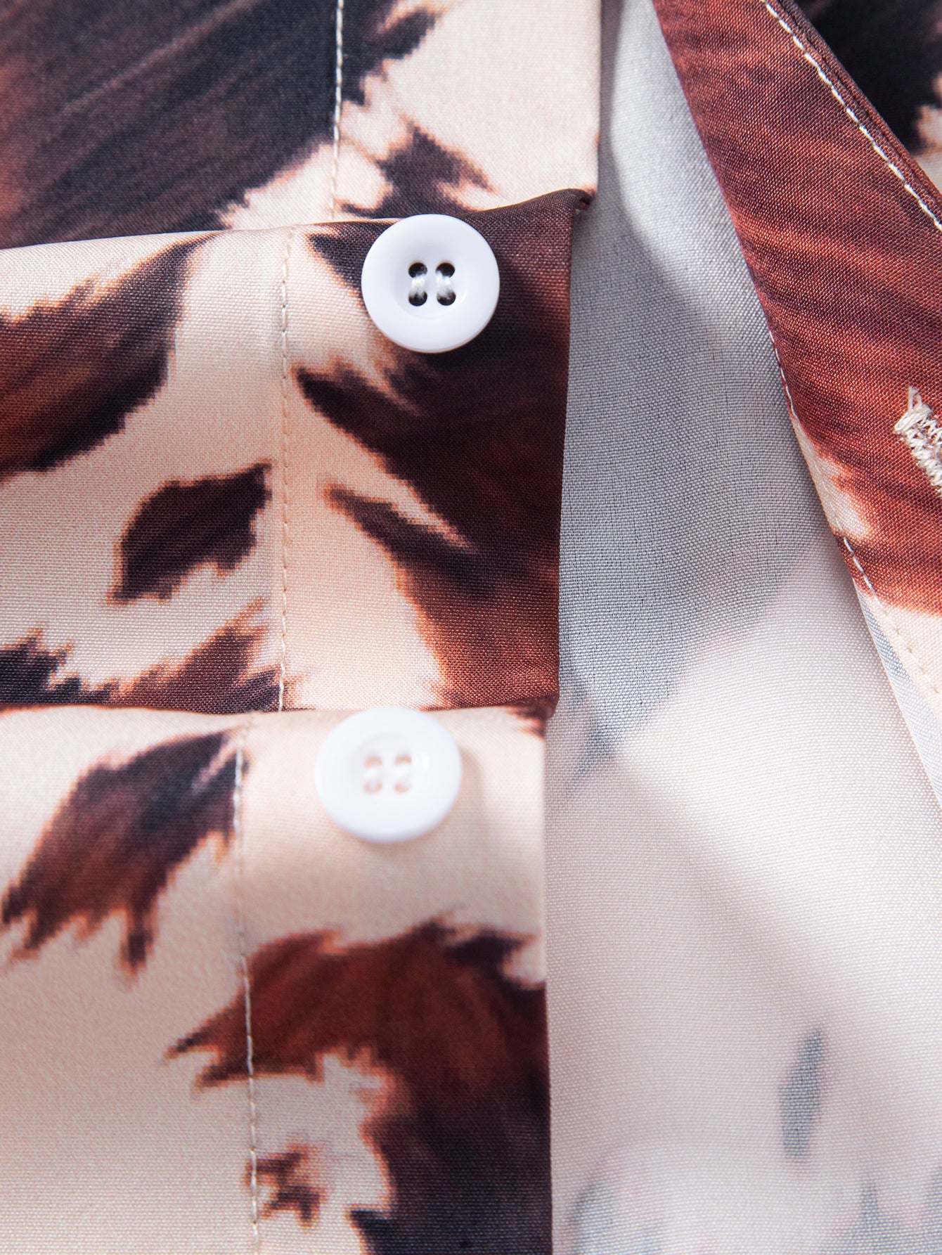 Cow Print Button Up Shirt & Crinkle Textured Drawstring 5" Shorts - Image 8