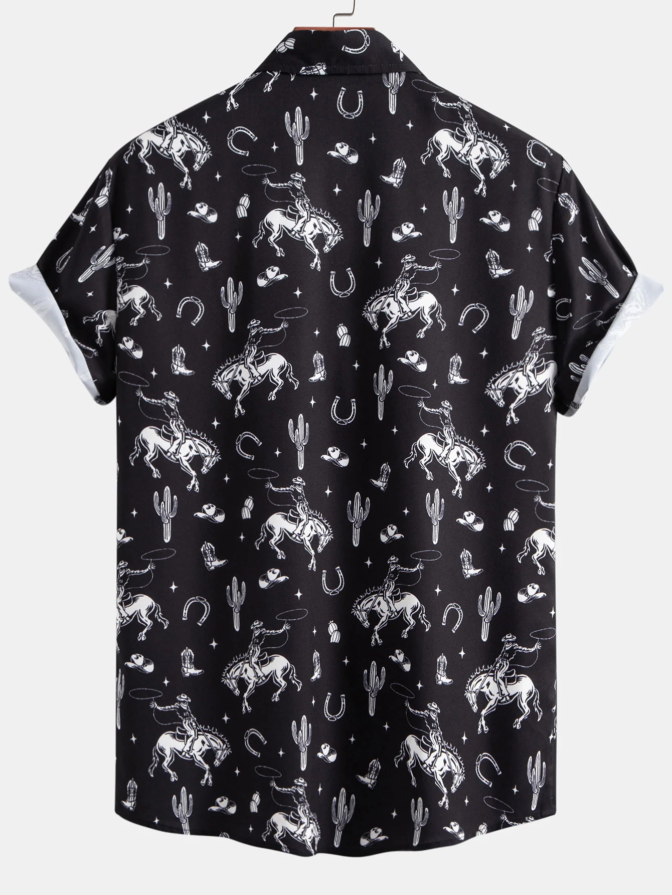 Cowboy Kaktus Print Knopfleiste Hemd & Swim Shorts - Image 4