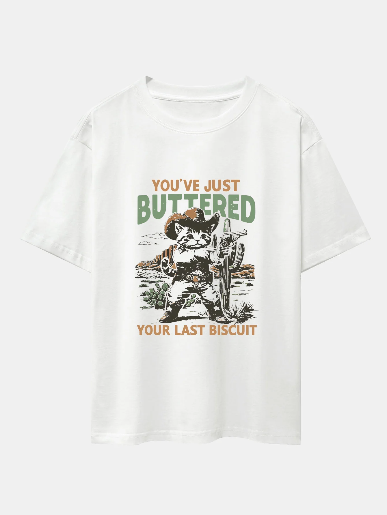 Cowboy Cat Print Drop-Shoulder Oversize T-Shirt - Image 2