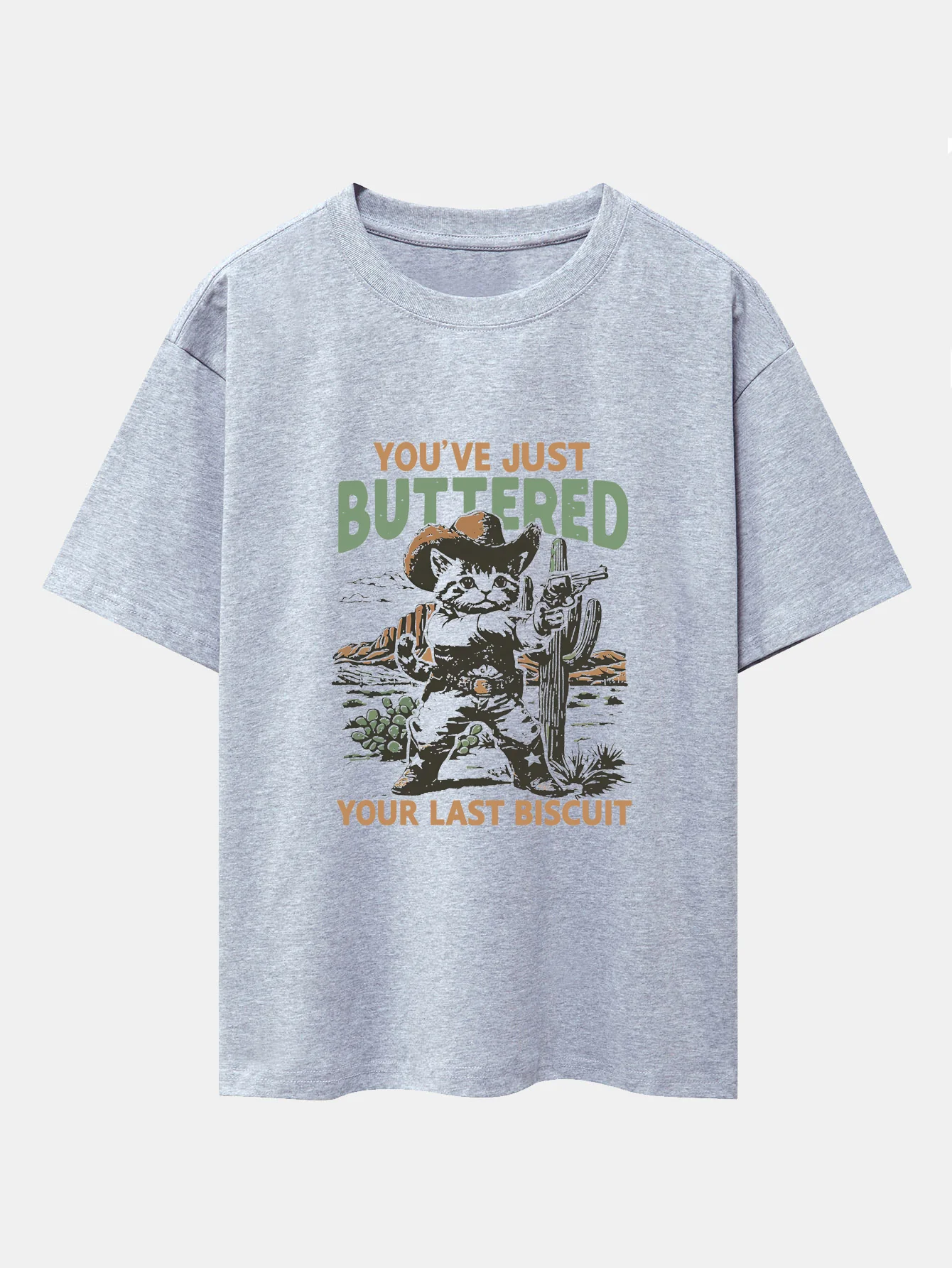 Cowboy Cat Print Drop-Shoulder Oversize T-Shirt - Image 3