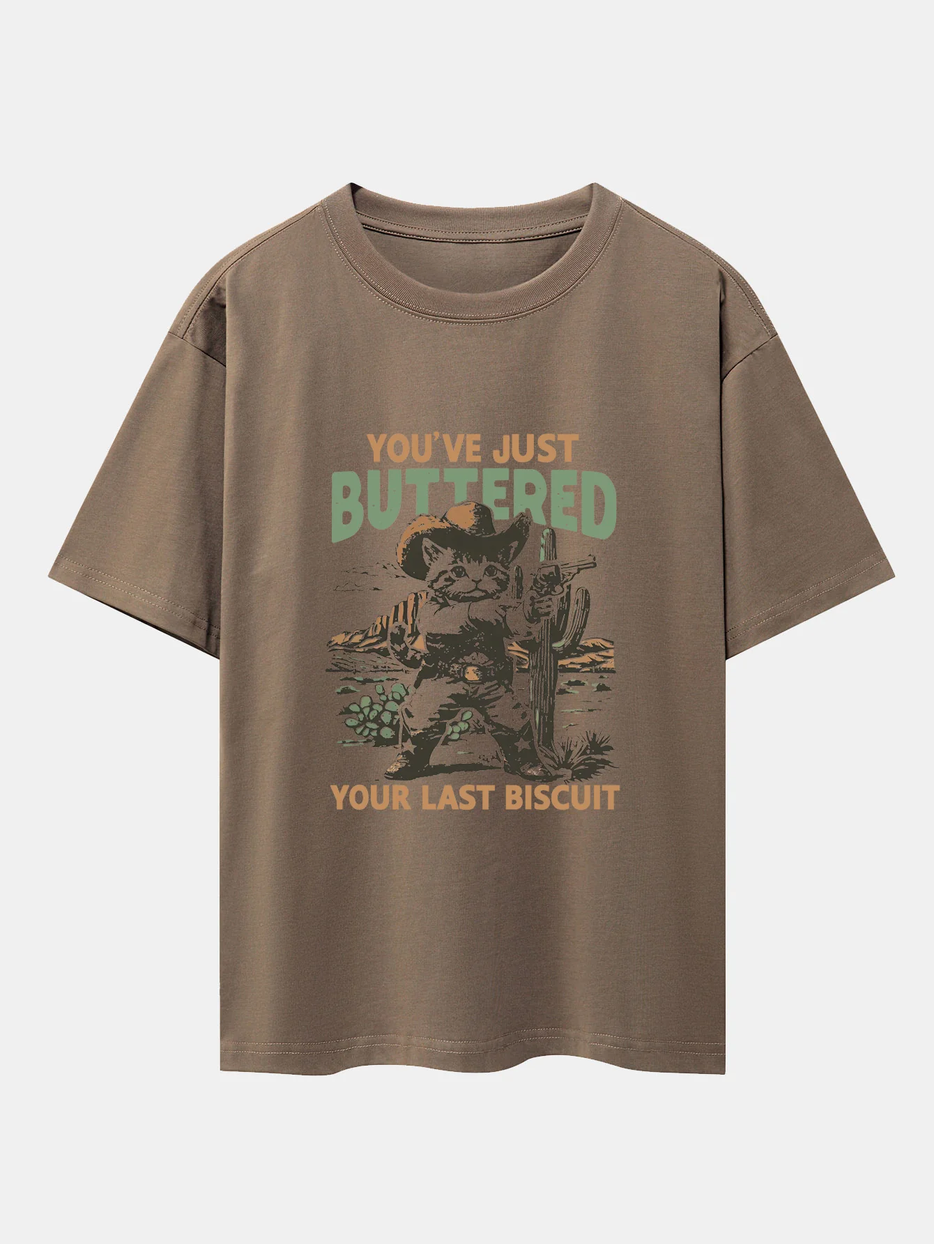 Cowboy Cat Print Drop-Shoulder Oversize T-Shirt - Image 4