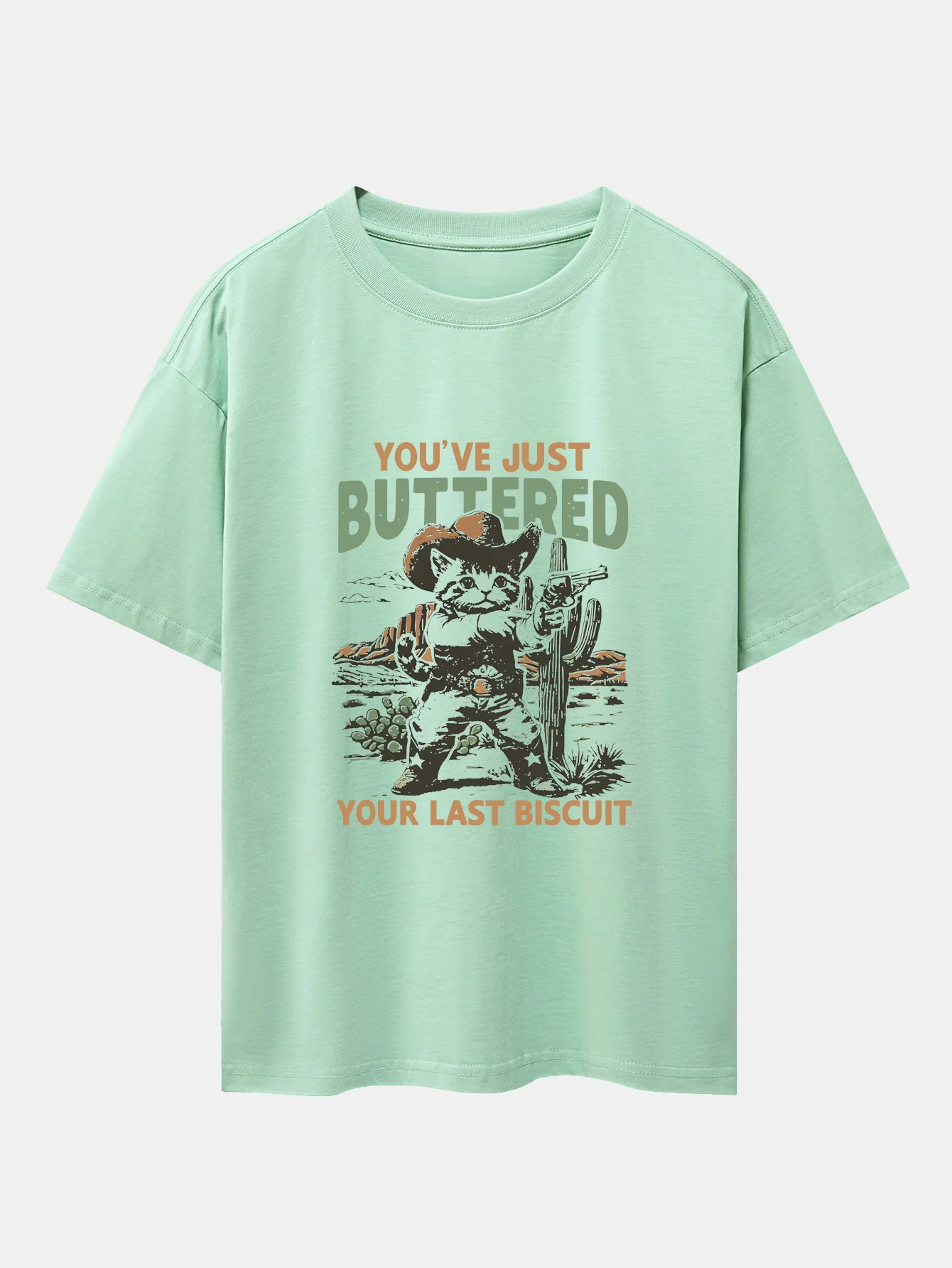 Cowboy Cat Print Drop-Shoulder Oversize T-Shirt - Image 5