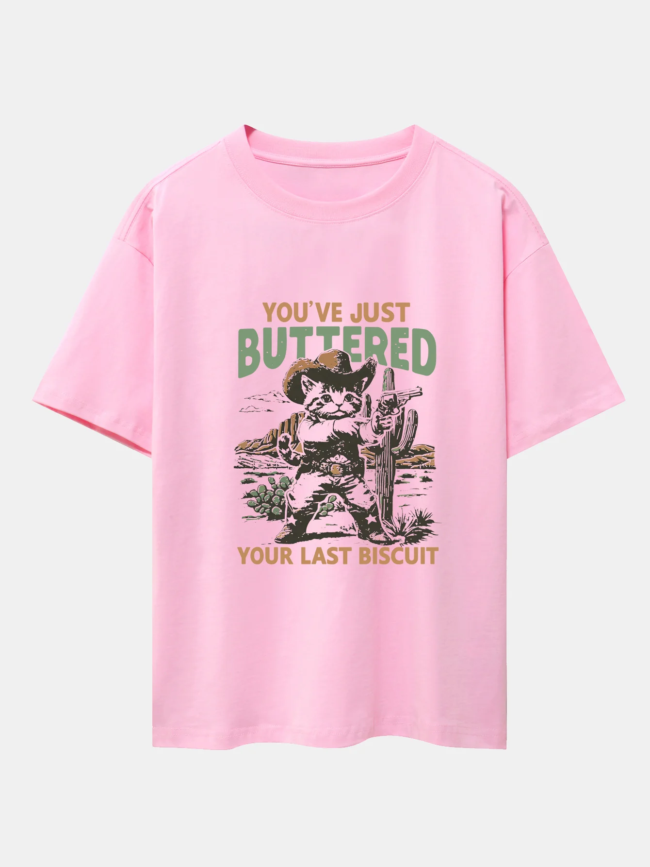Cowboy Cat Print Drop-Shoulder Oversize T-Shirt - Image 6