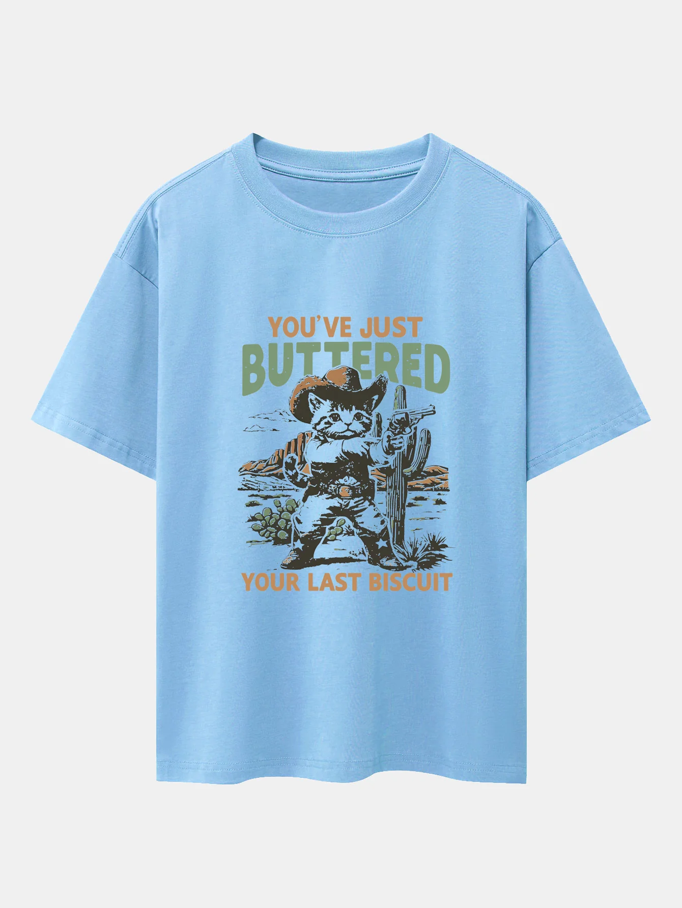 Cowboy Cat Print Drop-Shoulder Oversize T-Shirt - Image 7