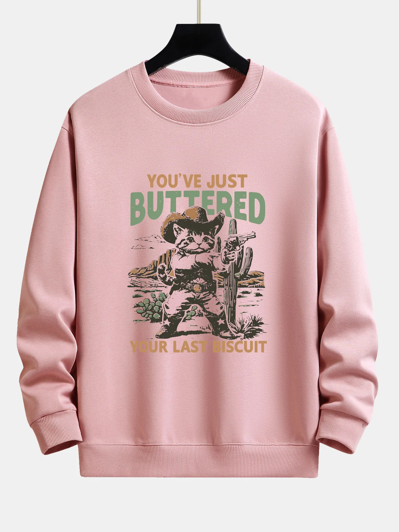 Cowboy-Katzen-Druck Sweatshirt mit lockerem Schnitt - Image 2
