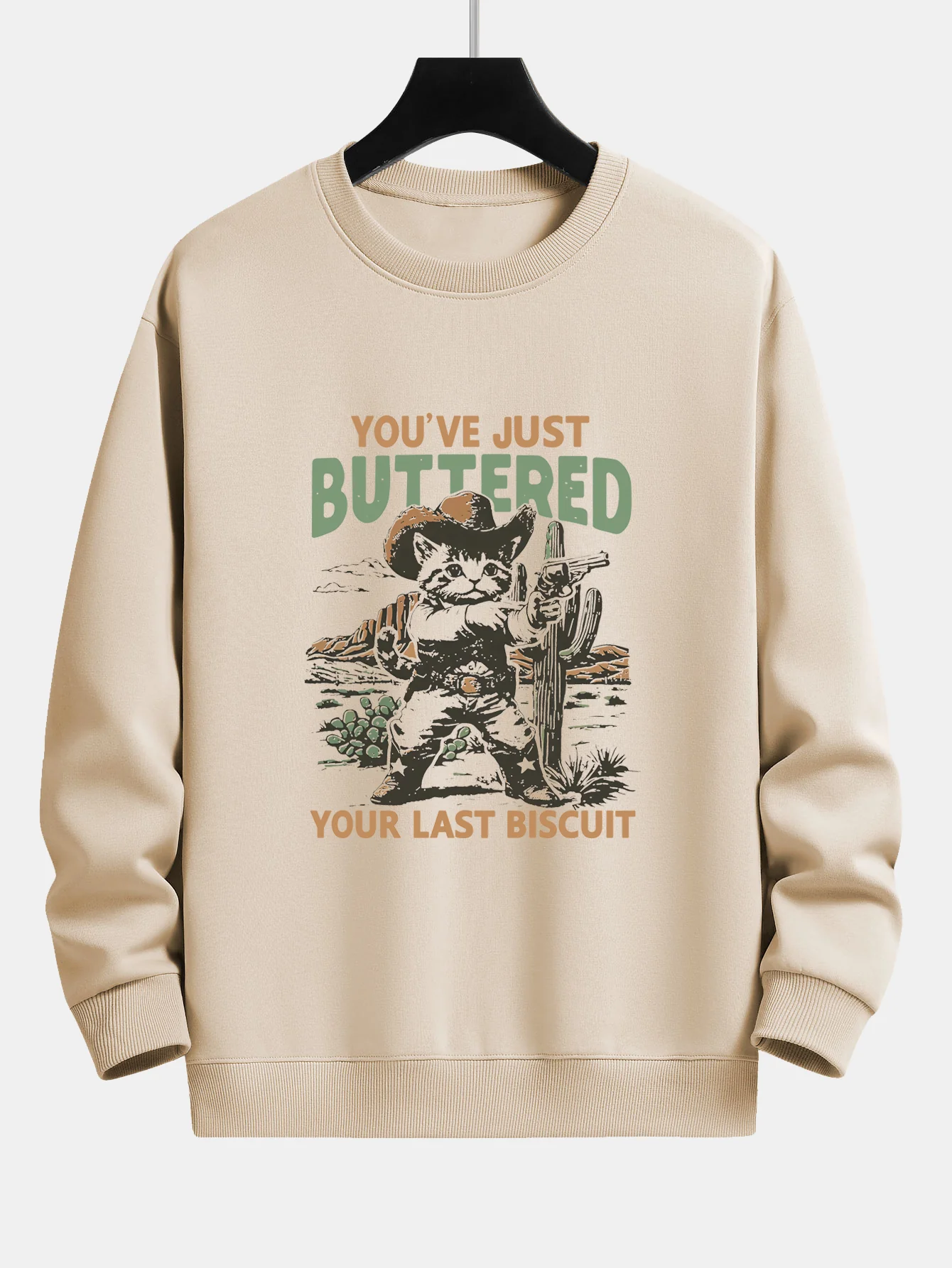 Cowboy-Katzen-Druck Sweatshirt mit lockerem Schnitt - Image 3