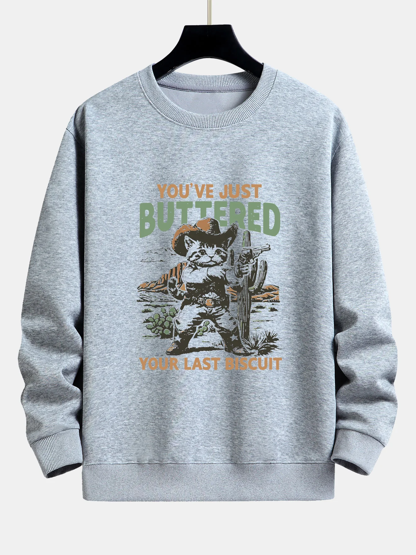 Cowboy-Katzen-Druck Sweatshirt mit lockerem Schnitt - Image 4