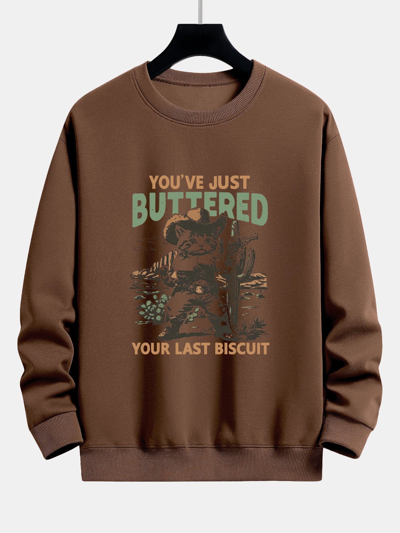 Cowboy-Katzen-Druck Sweatshirt mit lockerem Schnitt - Image 6
