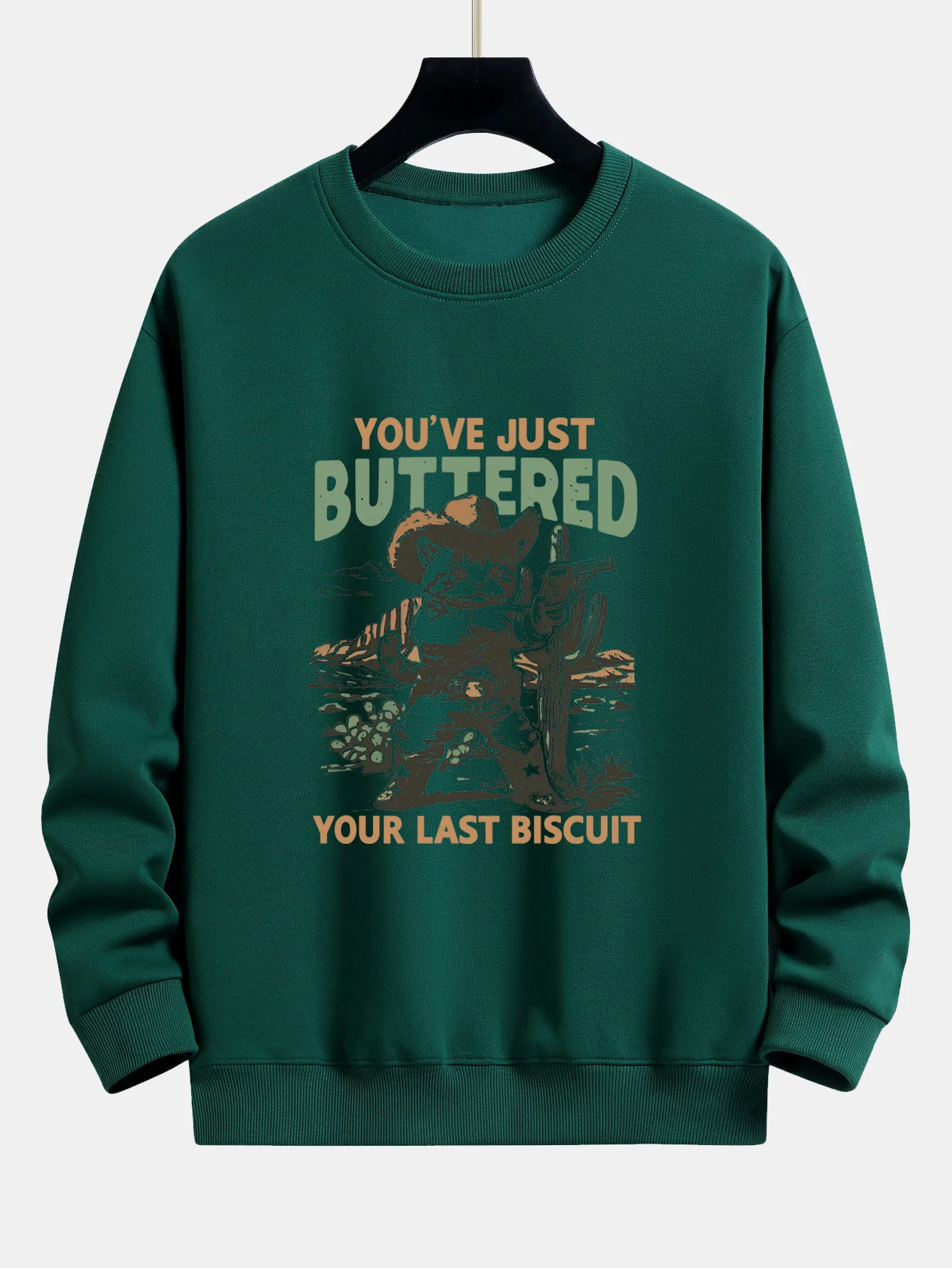 Cowboy-Katzen-Druck Sweatshirt mit lockerem Schnitt - Image 7