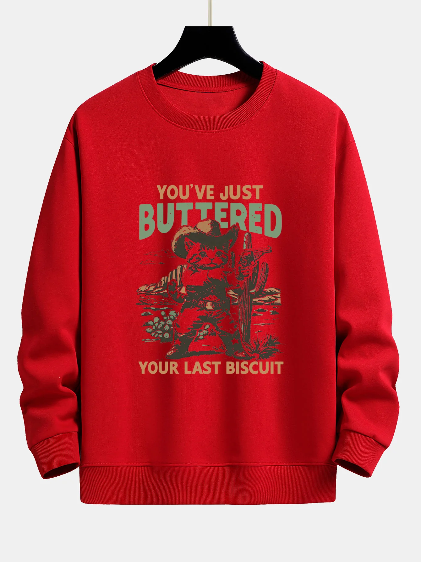 Cowboy-Katzen-Druck Sweatshirt mit lockerem Schnitt - Image 8