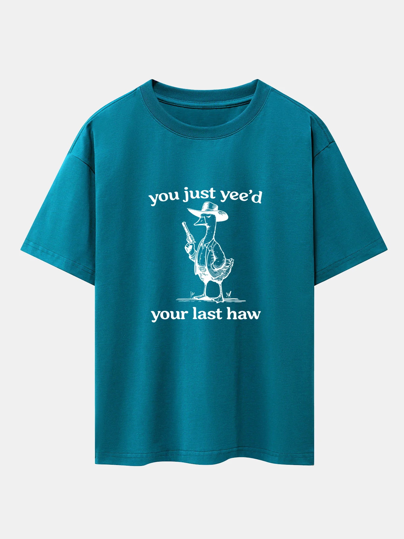 Cowboy Goose Print Drop Shoulder Oversize T-Shirt - Image 4