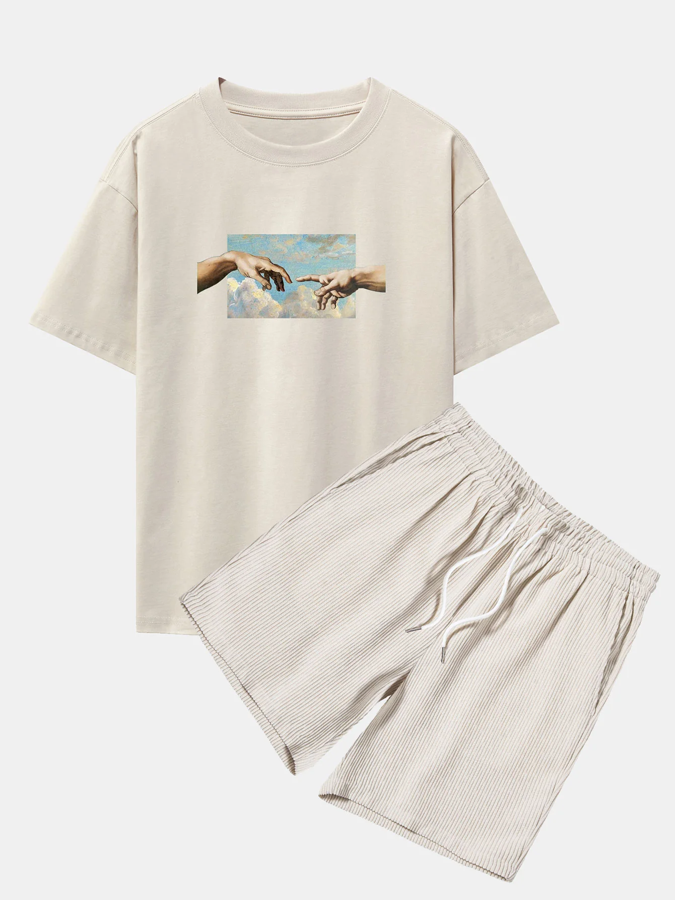 Erstellen Sie Adam Print Schwergewicht Übergröße T-Shirt & Cordshorts