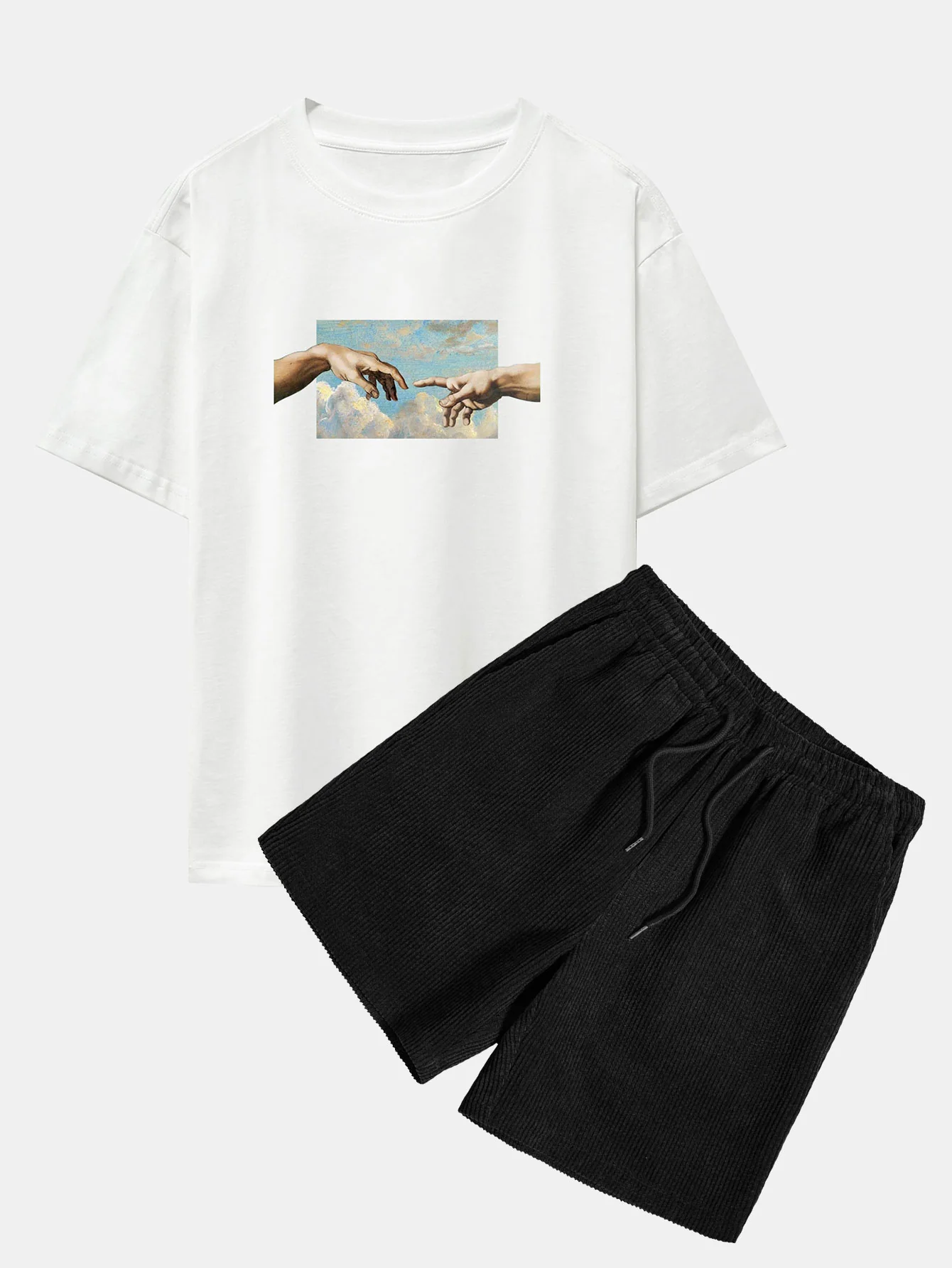 Erstellen Sie Adam Print Schwergewicht Übergröße T-Shirt & Cordshorts - Image 2