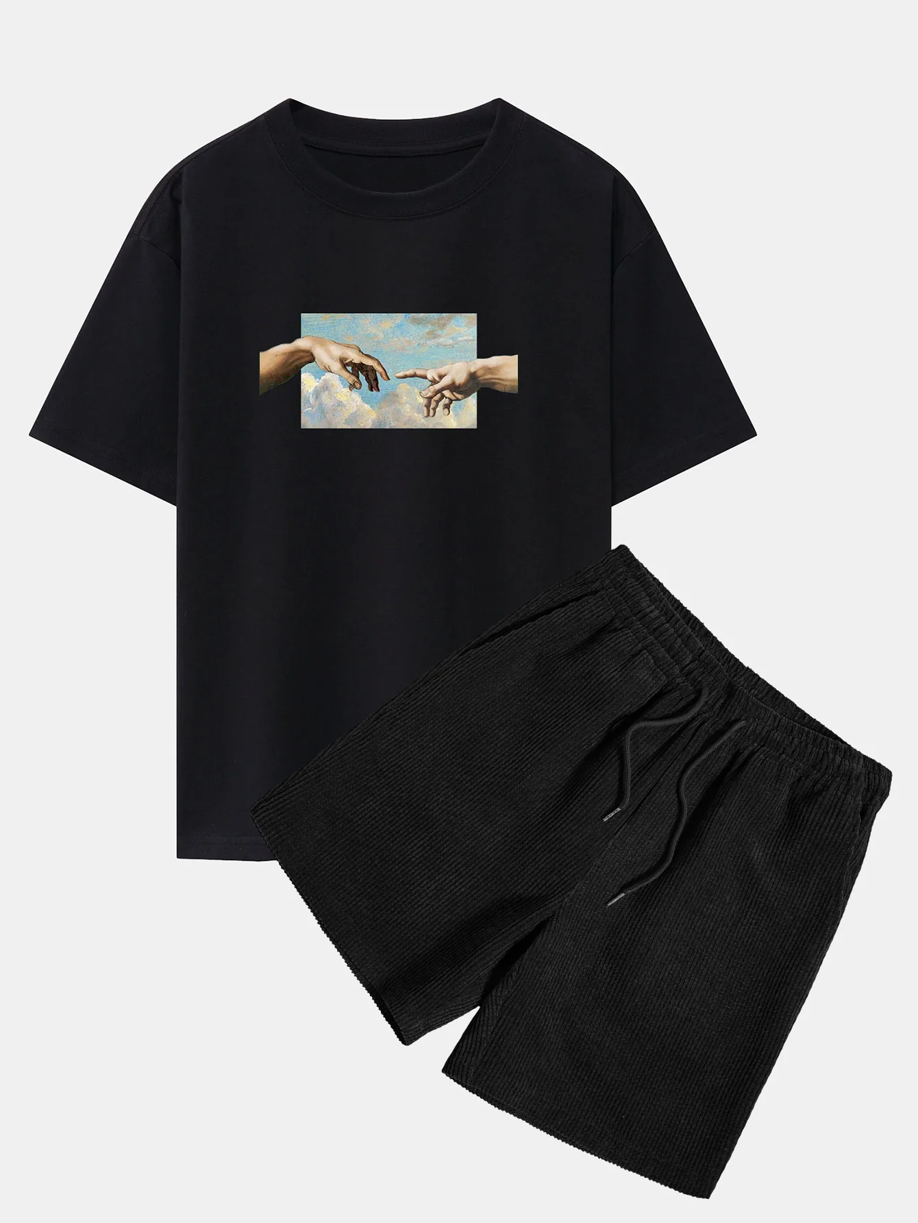 Erstellen Sie Adam Print Schwergewicht Übergröße T-Shirt & Cordshorts - Image 3