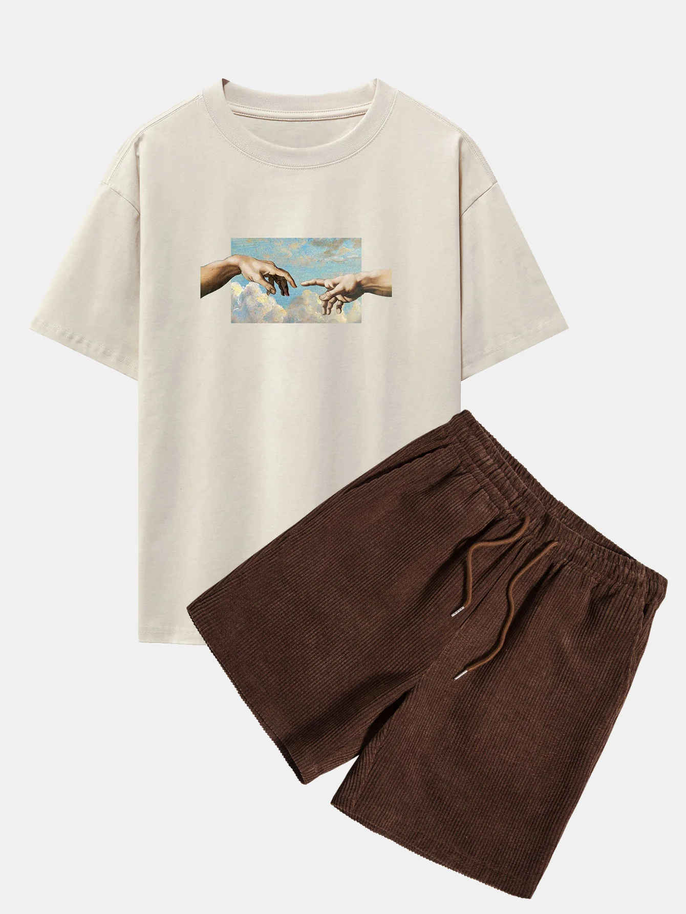 Erstellen Sie Adam Print Schwergewicht Übergröße T-Shirt & Cordshorts - Image 4