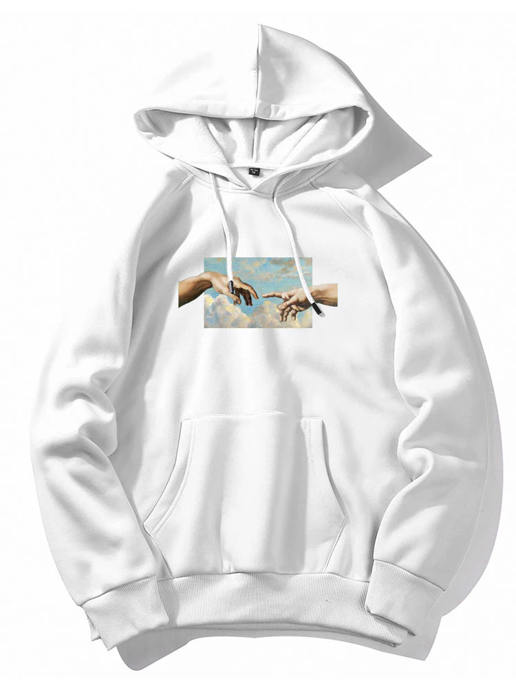 Creation Of Adam Print Hoodie - Image 2