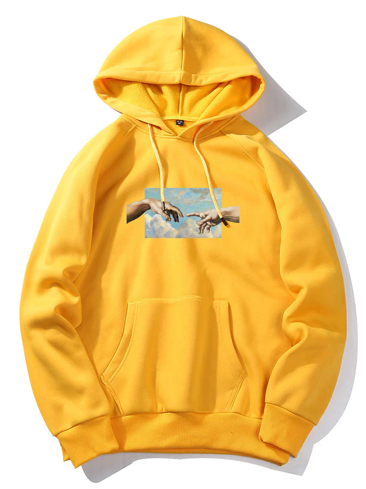 Creation Of Adam Print Hoodie - Image 4