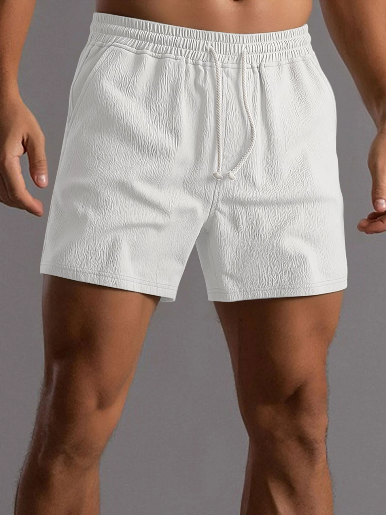 Crinkle Textured Drawstring 5" Shorts - Image 4