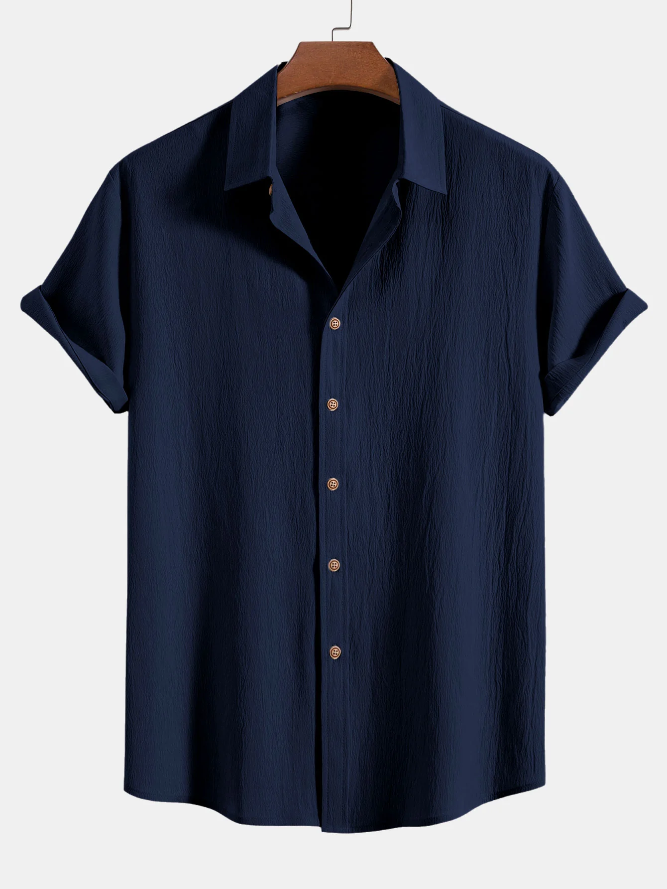 Crinkled Textured Button Up Shirt & Straight Leg Pants - Image 10