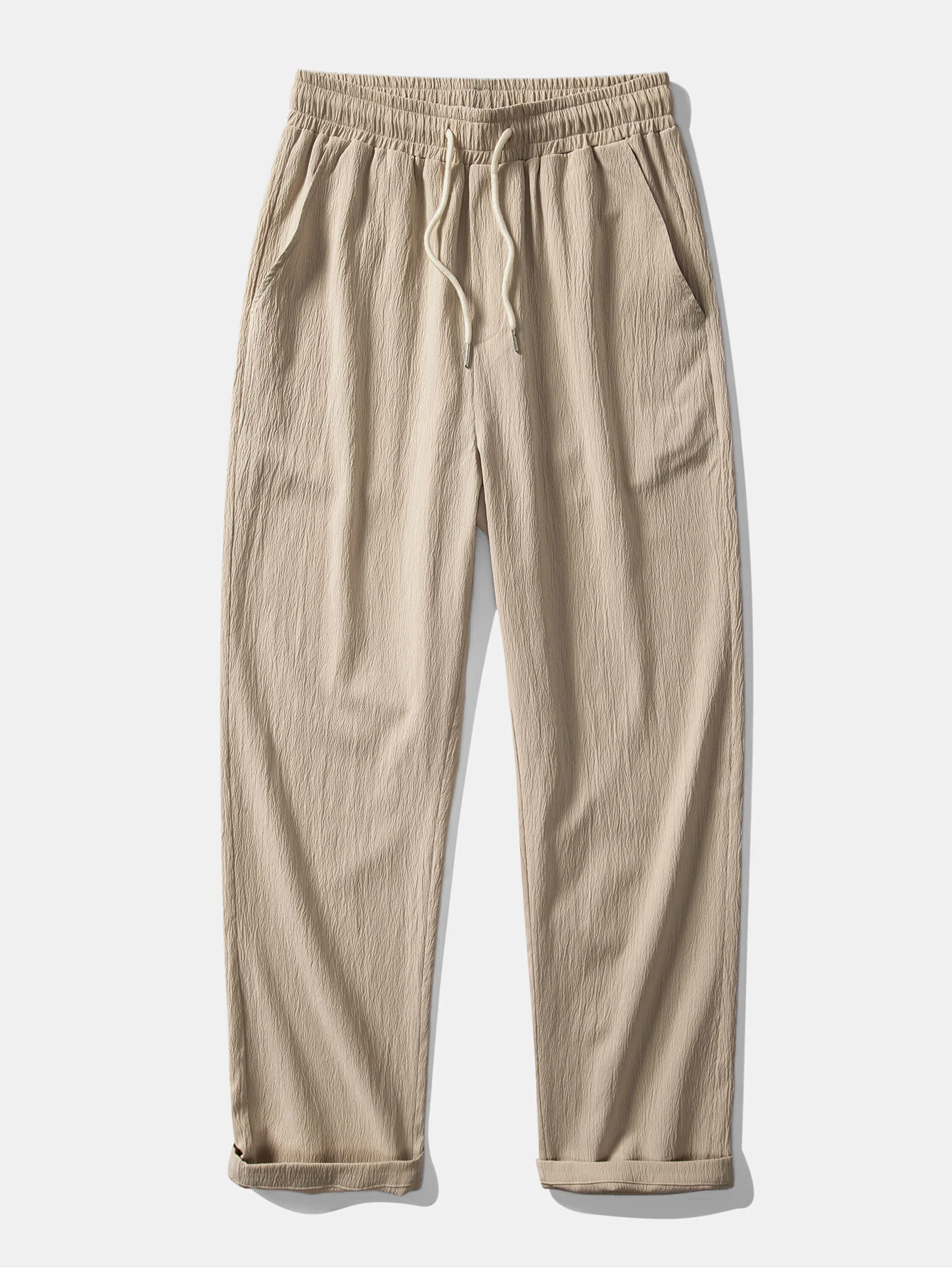 Crinkled Textured Button Up Shirt & Straight Leg Pants - Image 13