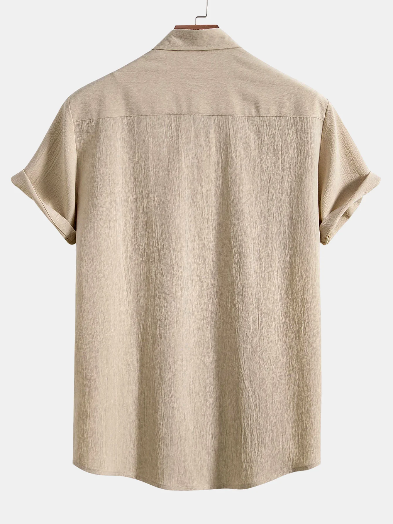 Crinkled Textured Button Up Shirt & Straight Leg Pants - Image 7