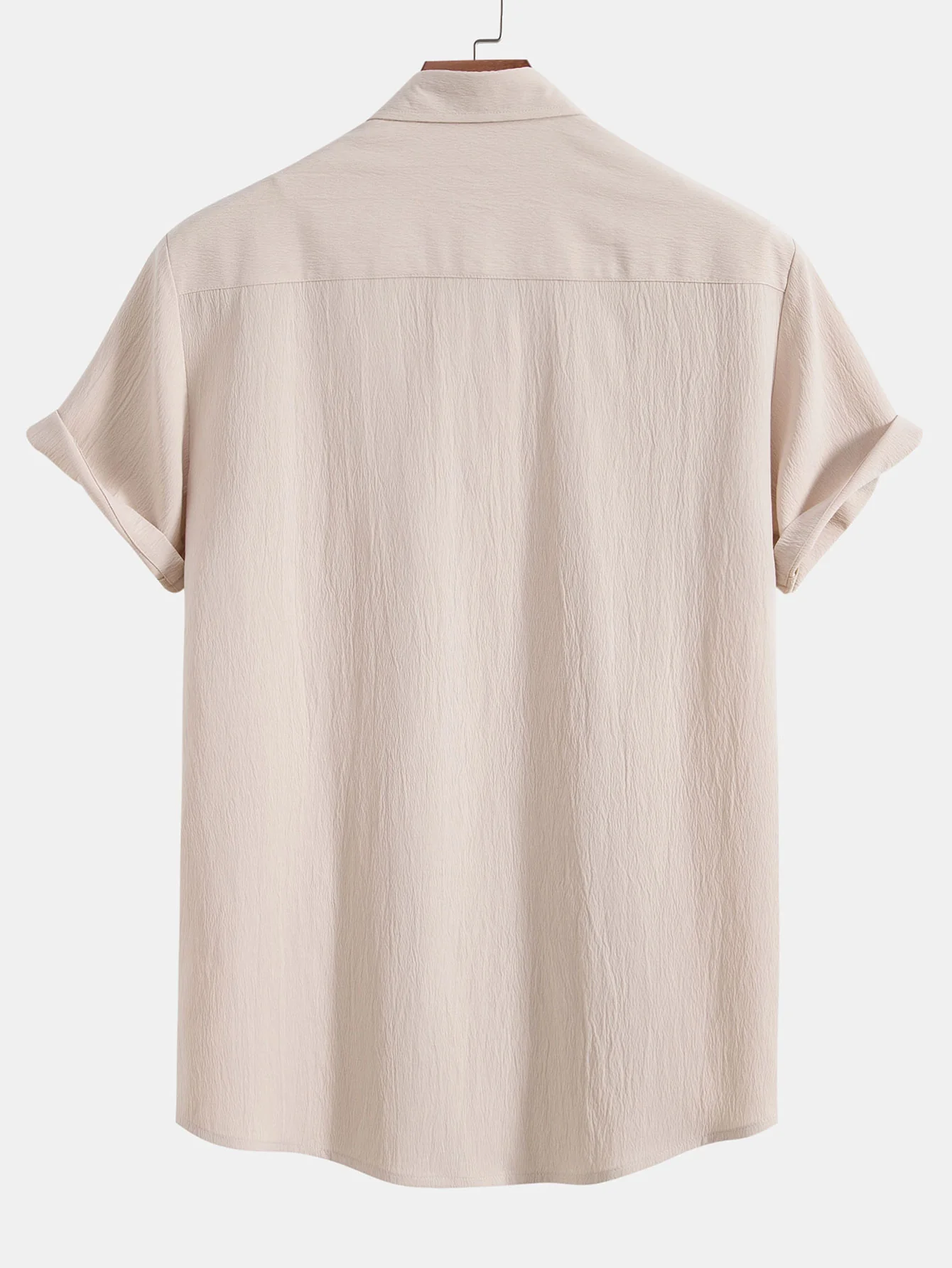 Crinkled Textured Button Up Shirt & Straight Leg Pants - Image 9