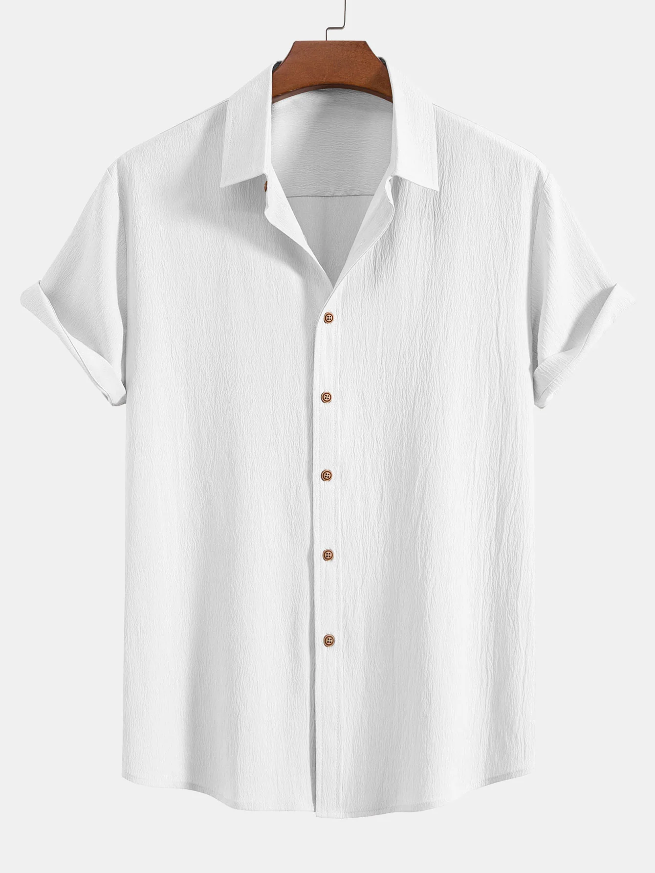 Crinkled Textured Shirt & Crinkle Textured Drawstring 5" Shorts - Image 3