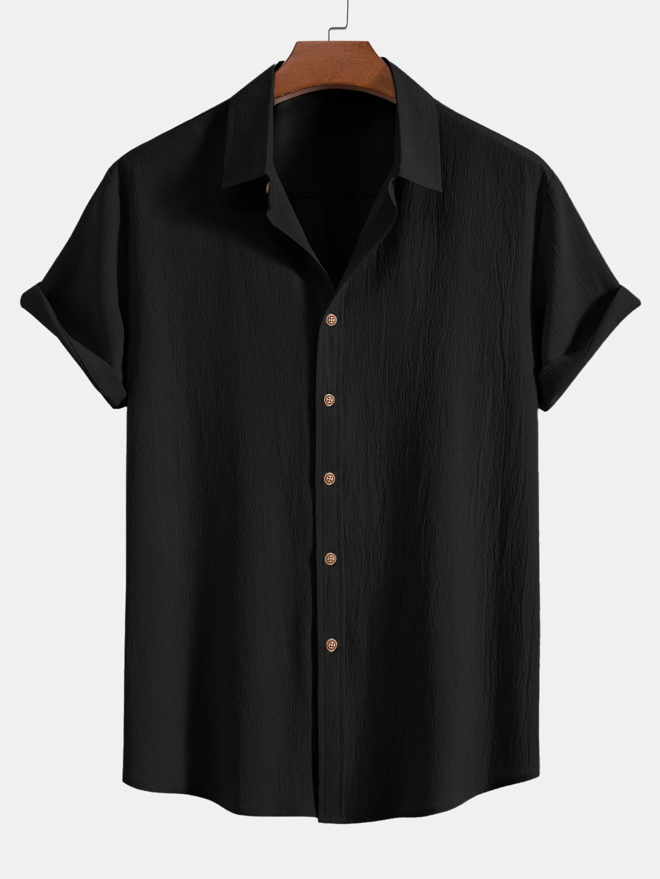 Crinkled Textured Shirt & Crinkle Textured Drawstring 5" Shorts - Image 5