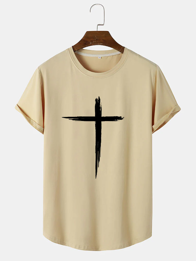 Cross Line Print T-Shirt - Image 2