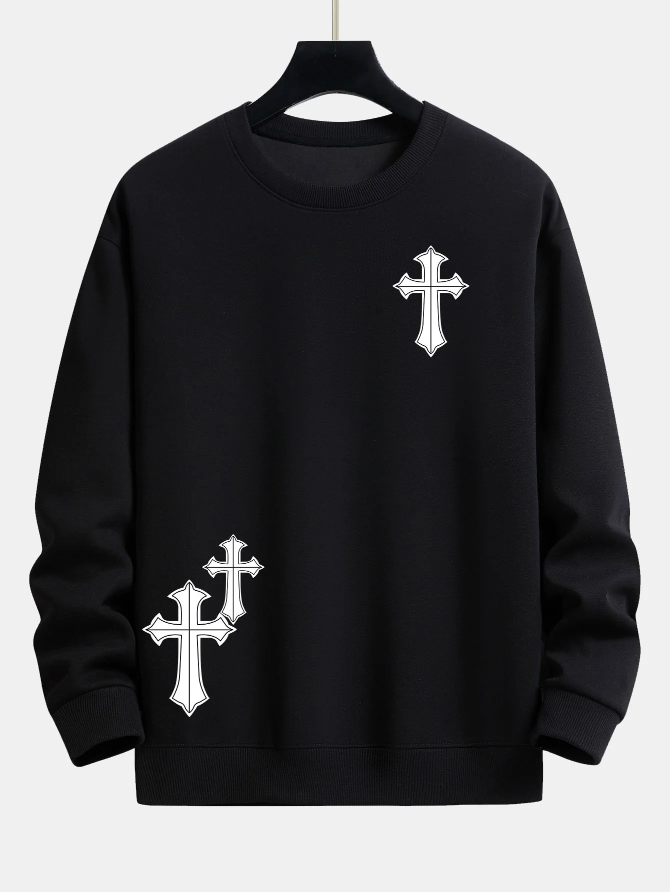Cross Print Relaxed Fit Sweatshirt
