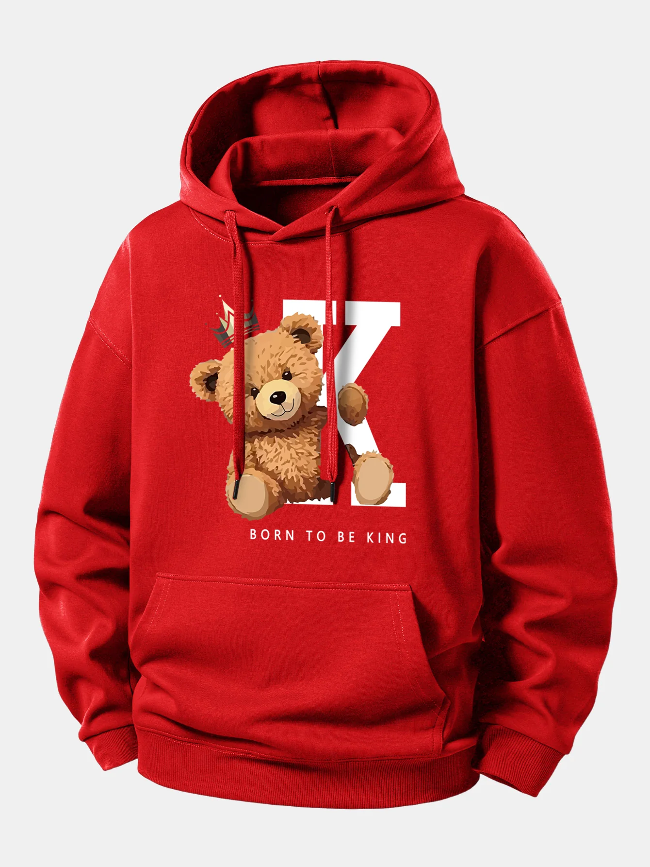 Crown King Bear Print Relax Fit Hoodie - Image 11