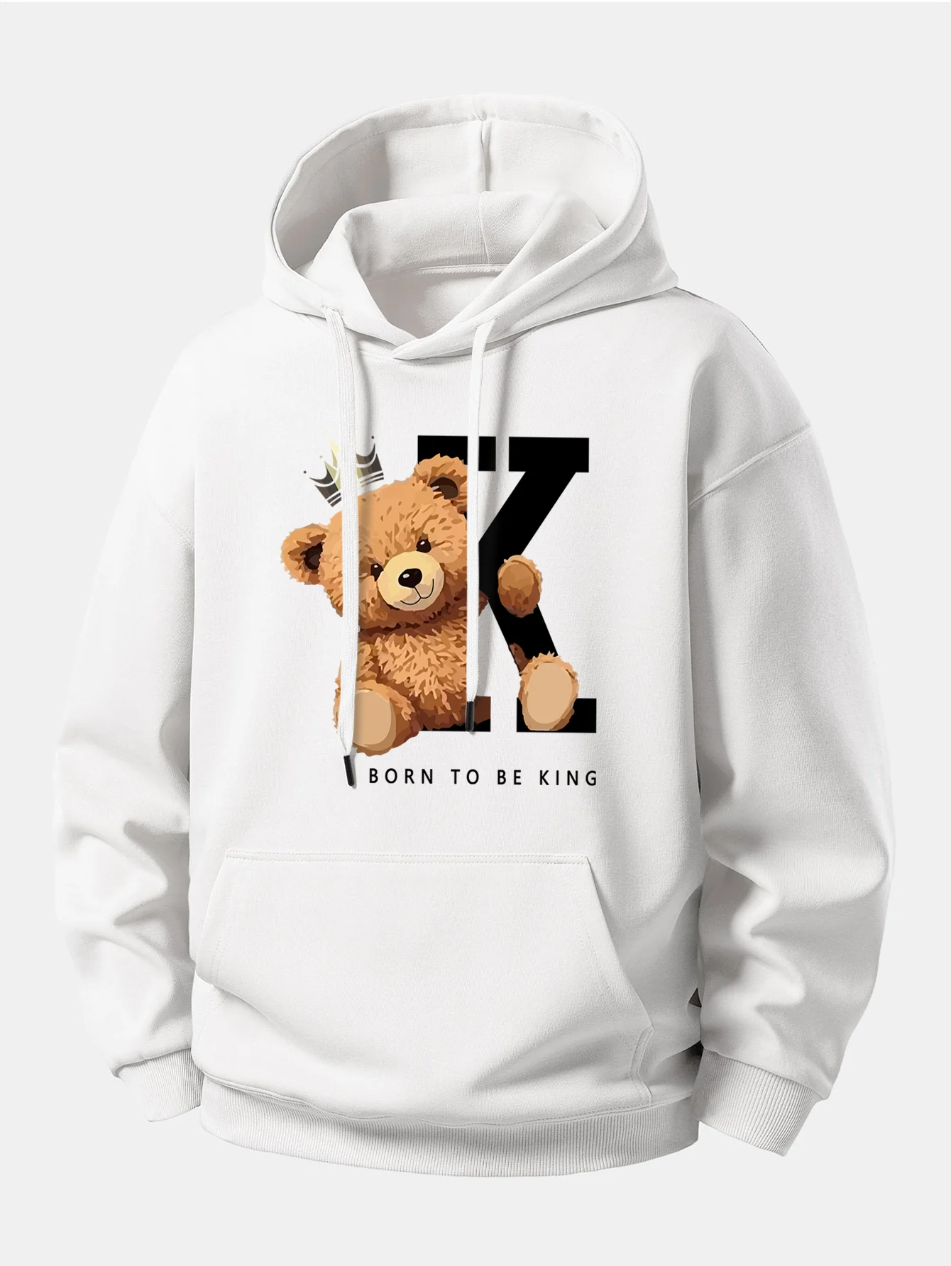 Crown King Bear Print Relax Fit Hoodie - Image 3