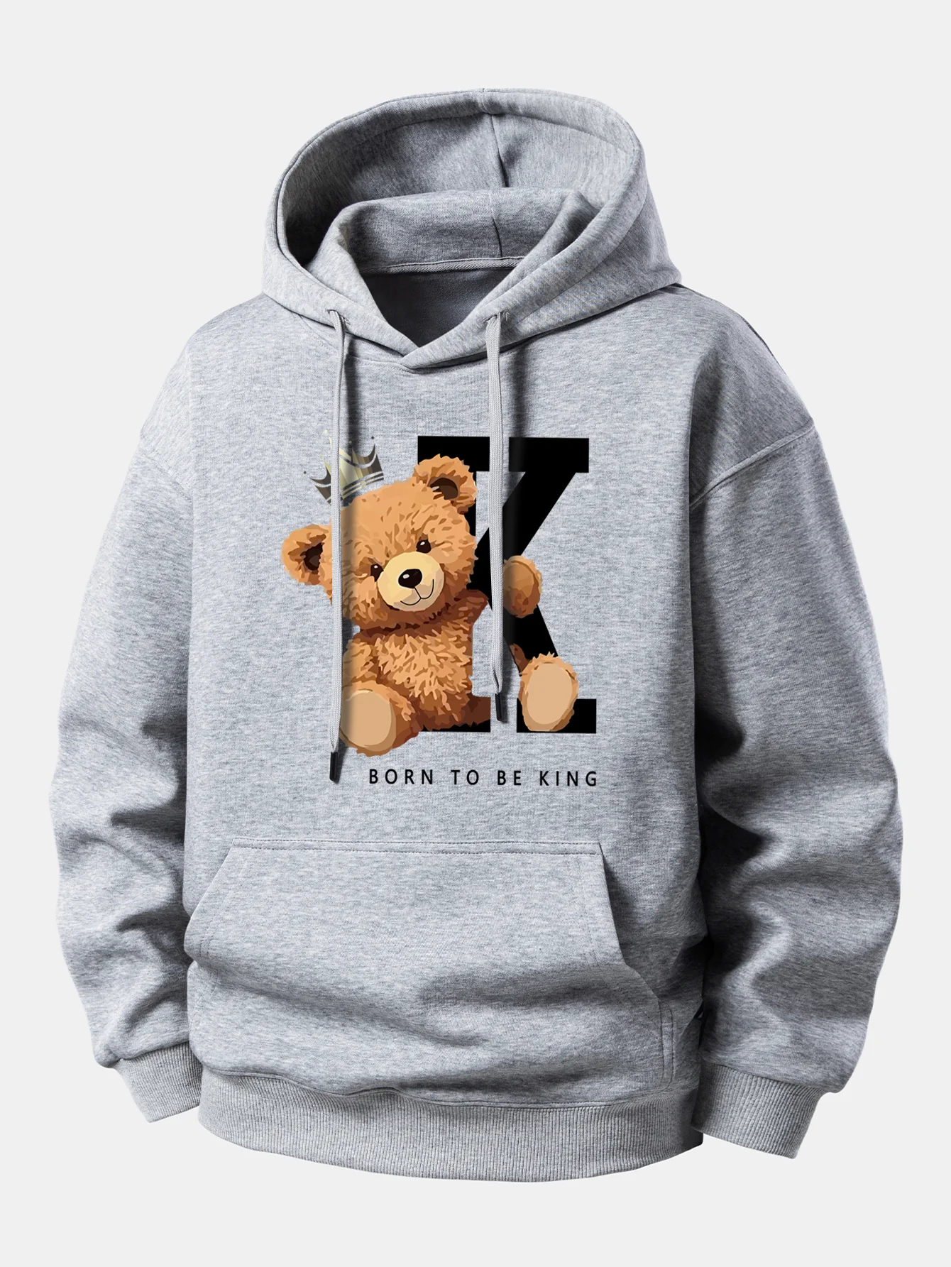 Crown King Bear Print Relax Fit Hoodie - Image 4