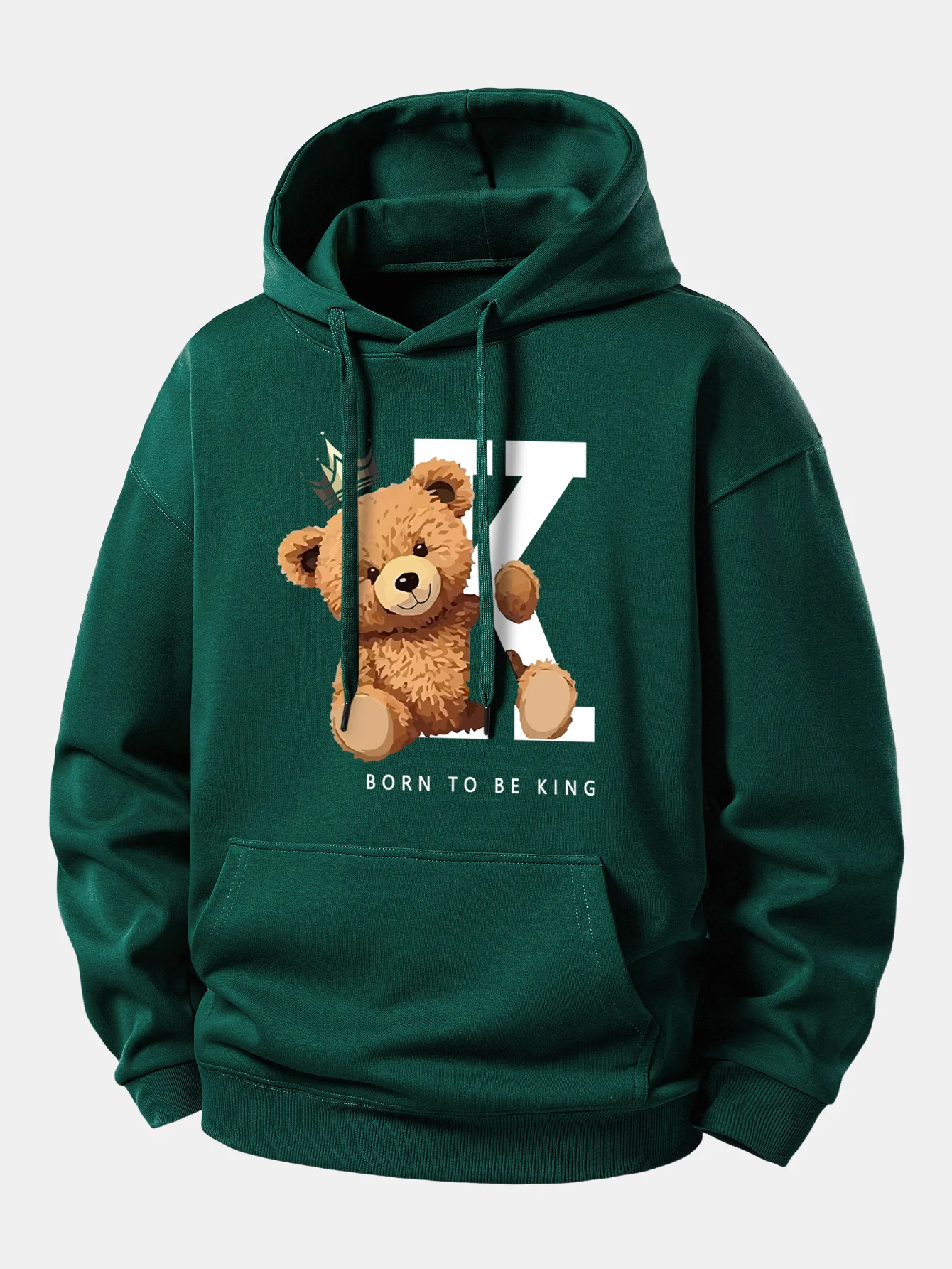 Crown King Bear Print Relax Fit Hoodie - Image 5