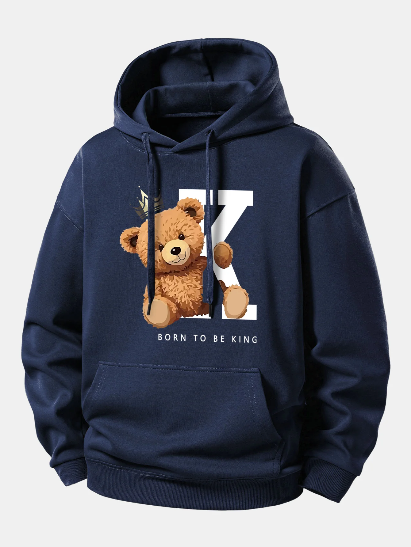 Crown King Bear Print Relax Fit Hoodie - Image 9