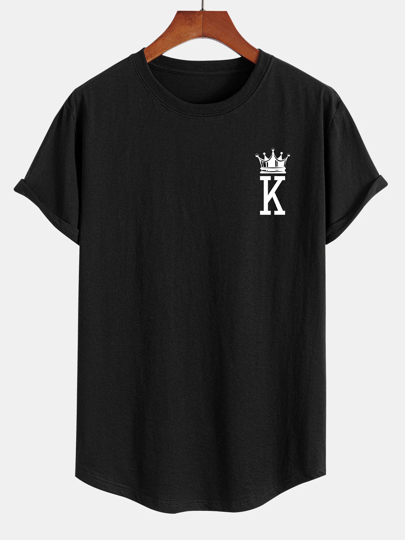 Crown King Print Baumwoll-T-Shirt mit abgerundetem Saum - Image 2