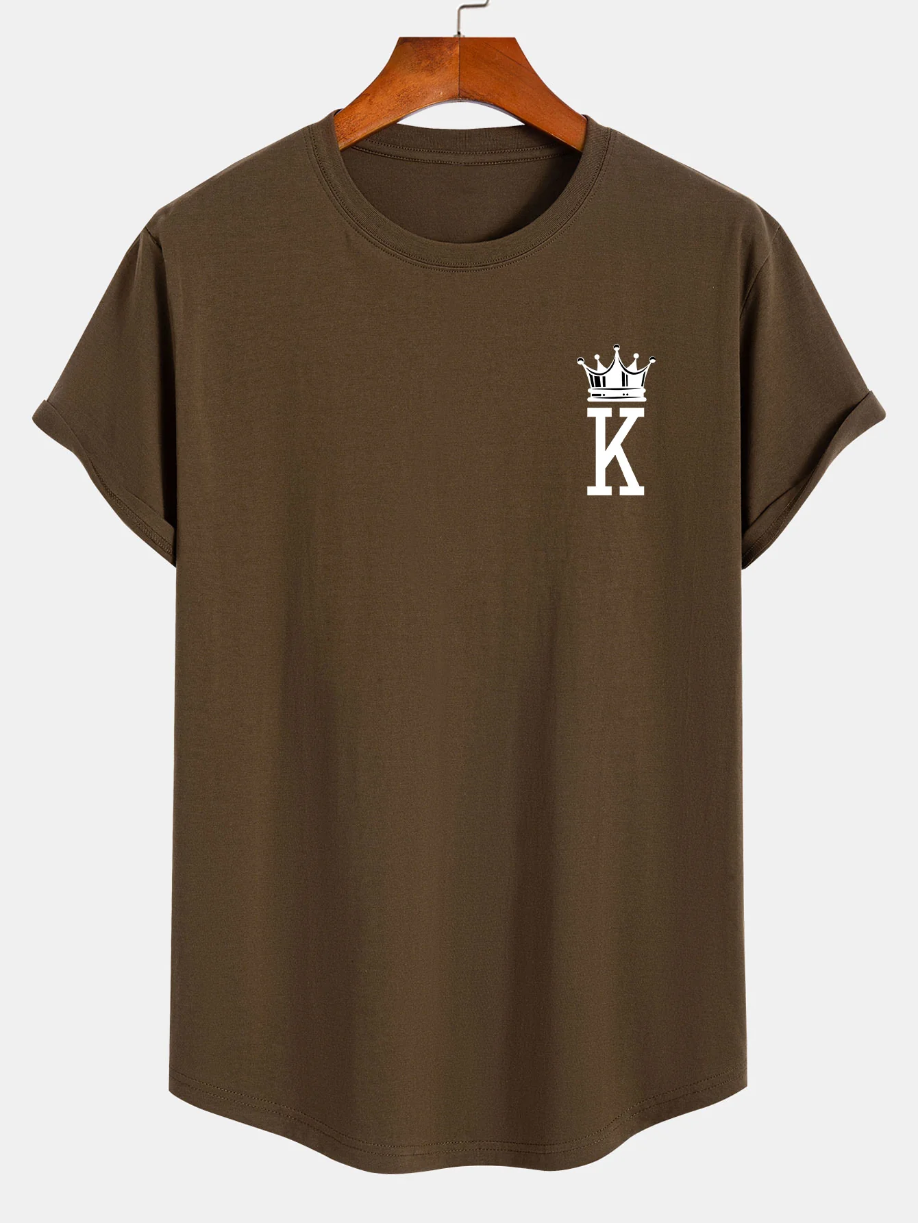 Crown King Print Baumwoll-T-Shirt mit abgerundetem Saum - Image 3